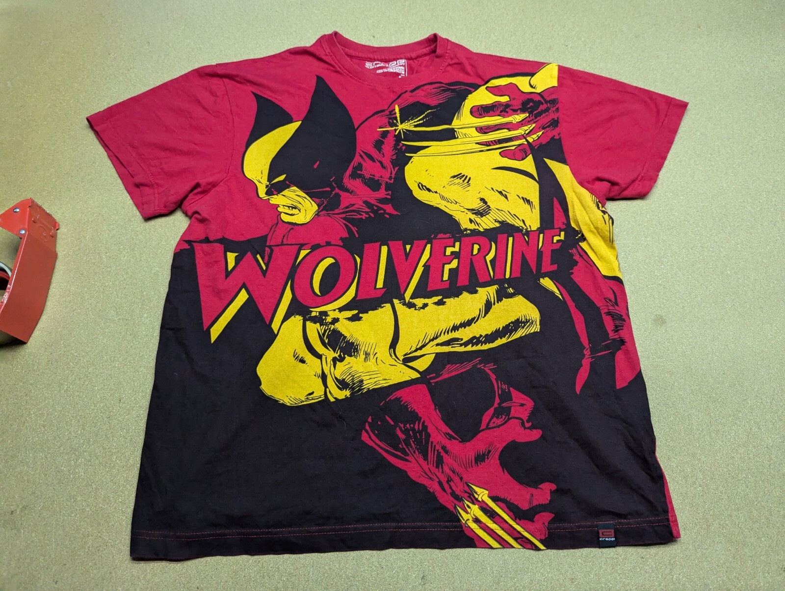 CROPP Wolverine T-Shirt Mens Size M Big Print Marvel Comics Red