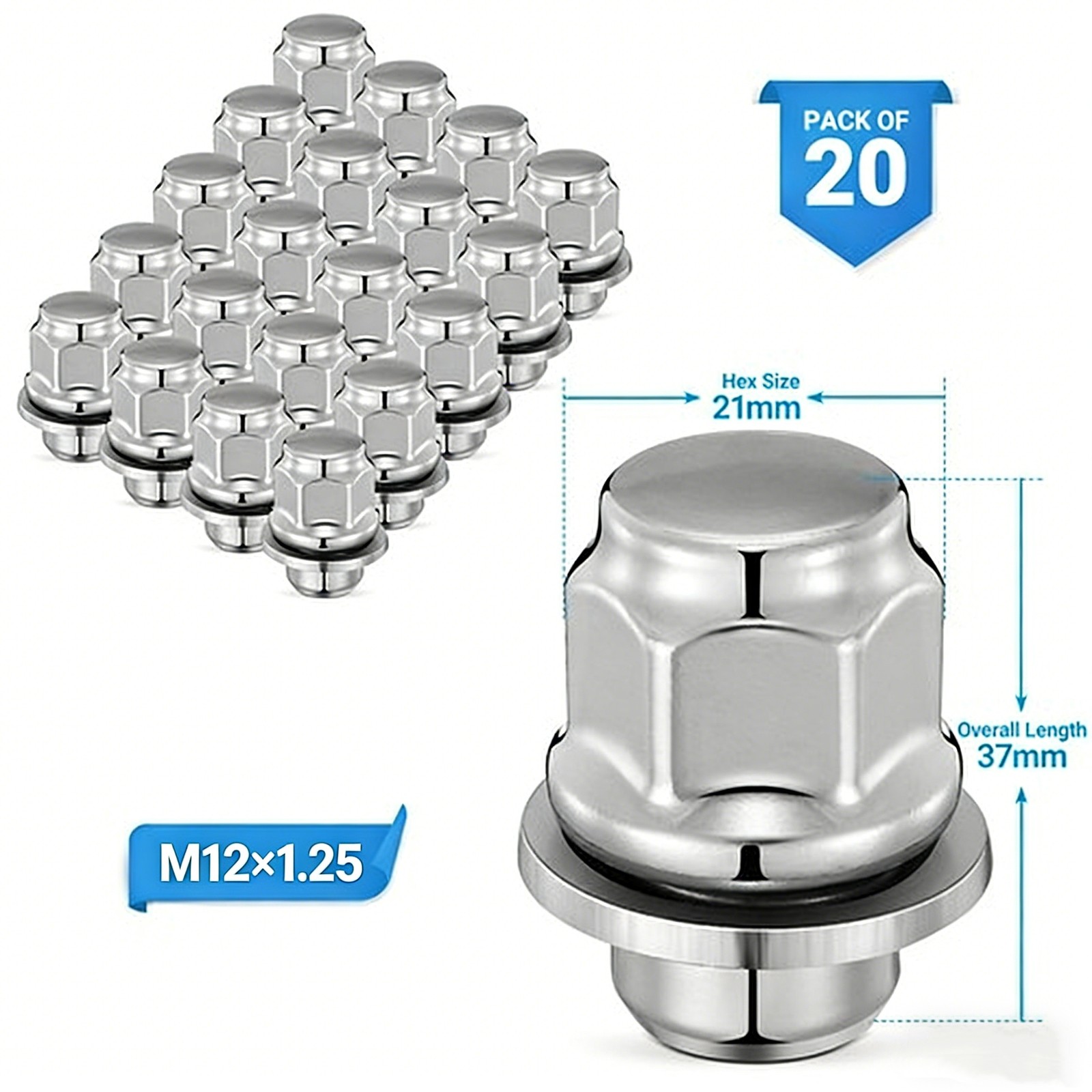 20Pc Chrome 12x1.25 Mag Lug Nuts Fits Nissan Pathfinder Infiniti Wheels 20Pc Chrome 12x1.25 Mag Lug Nuts Fits Nissan Pathfinder Infiniti Wheels