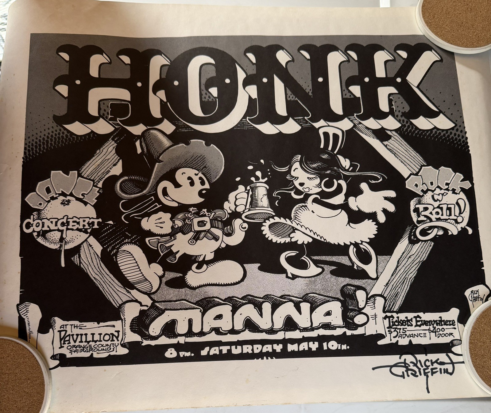 Honk at the Pavillion Orange County Rick Griffin Poster Hand Signed  VERY RARE 