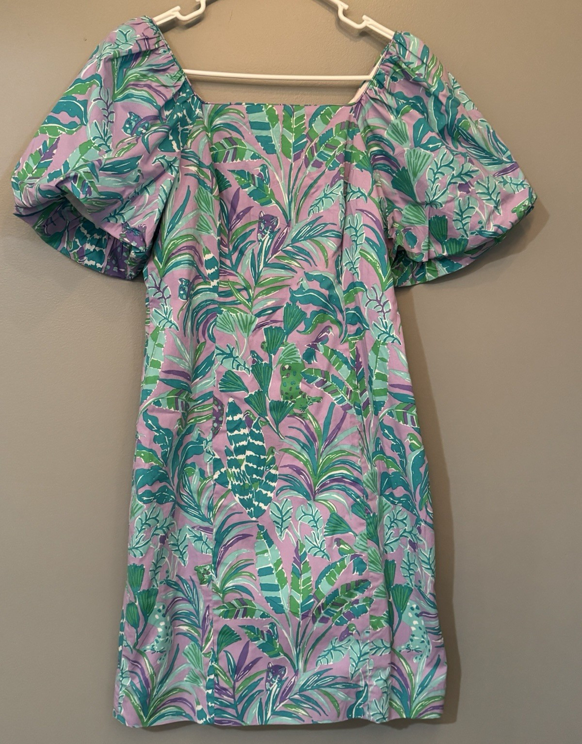 Lilly Pulitzer Floral Shift Dress Puff Lettie Purple Iris Green Blue Zip 2 NWT Lilly Pulitzer Floral Shift Dress Puff Lettie Purple Iris Green Blue Zip 2 NWT