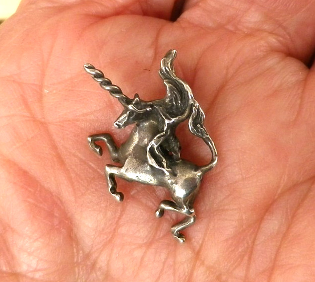 Vintage Artisan Sharon Williams Sterling Silver Unicorn Pendant Handcrafted