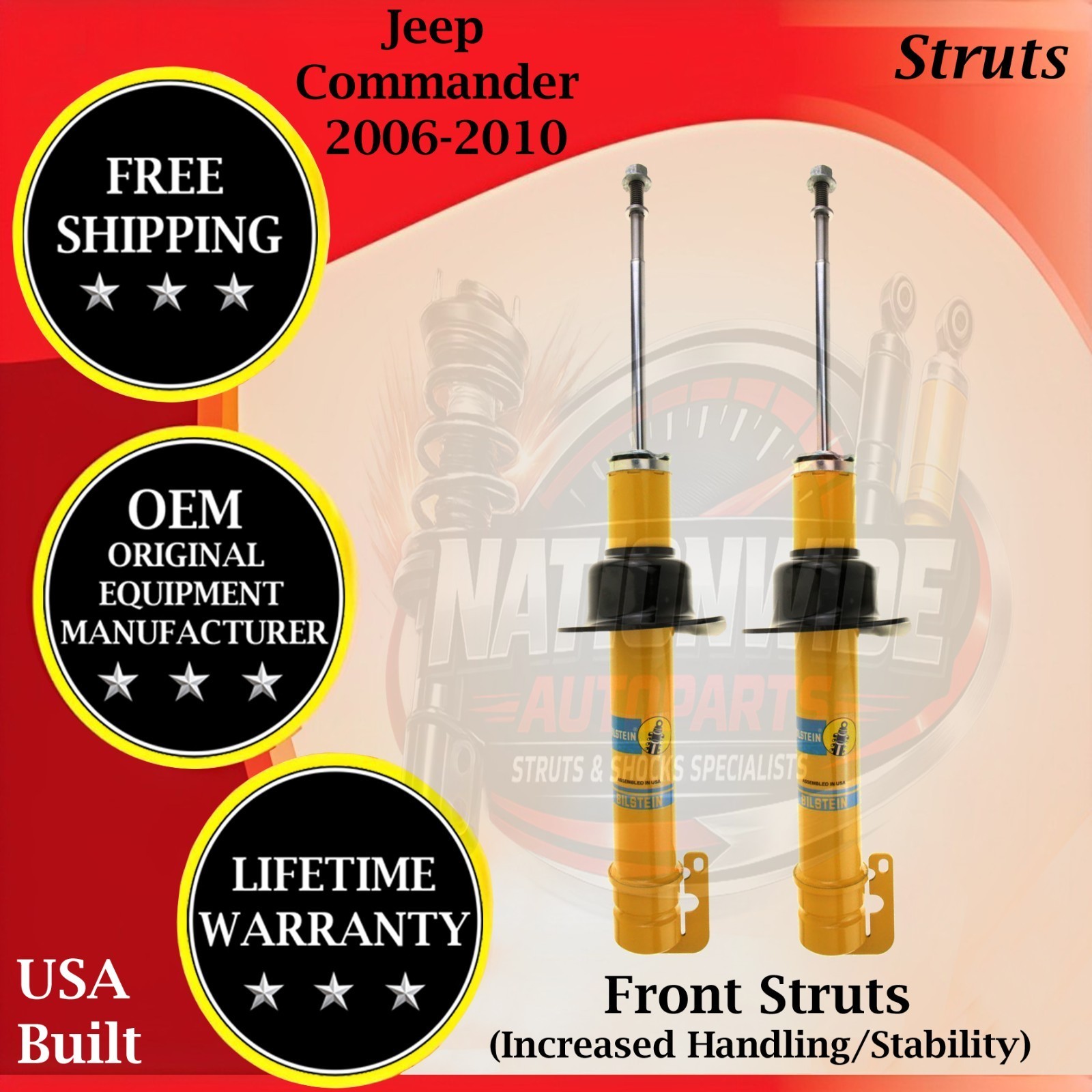 Bilstein OEM Front Struts For 2006-2010 Jeep Commander Lifetime Warranty