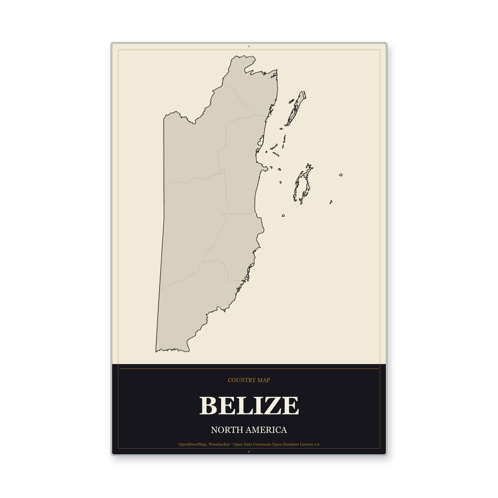Belize Country Map Wall Art Weatherproof Aluminum Sign