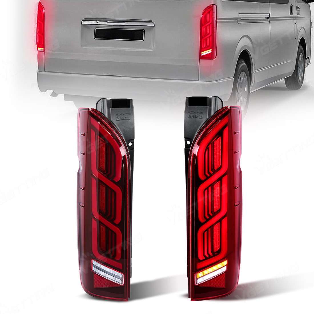 For 2005-2018 Toyota Hiace Red Lens LED Tail Lights Sequential Turn Pair For 2005-2018 Toyota Hiace Red Lens LED Tail Lights Sequential Turn Pair