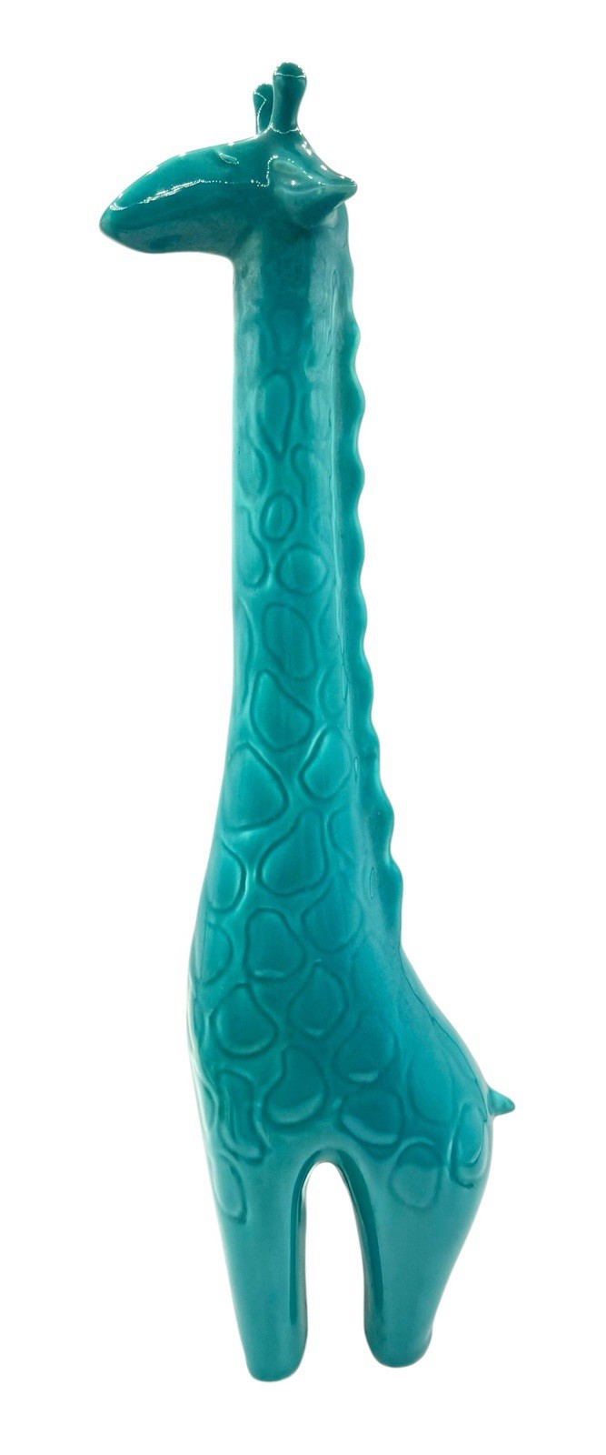 Rare Vintage Jaru Pottery California Ceramic Giraffe Turquoise Blue Large 16.5”