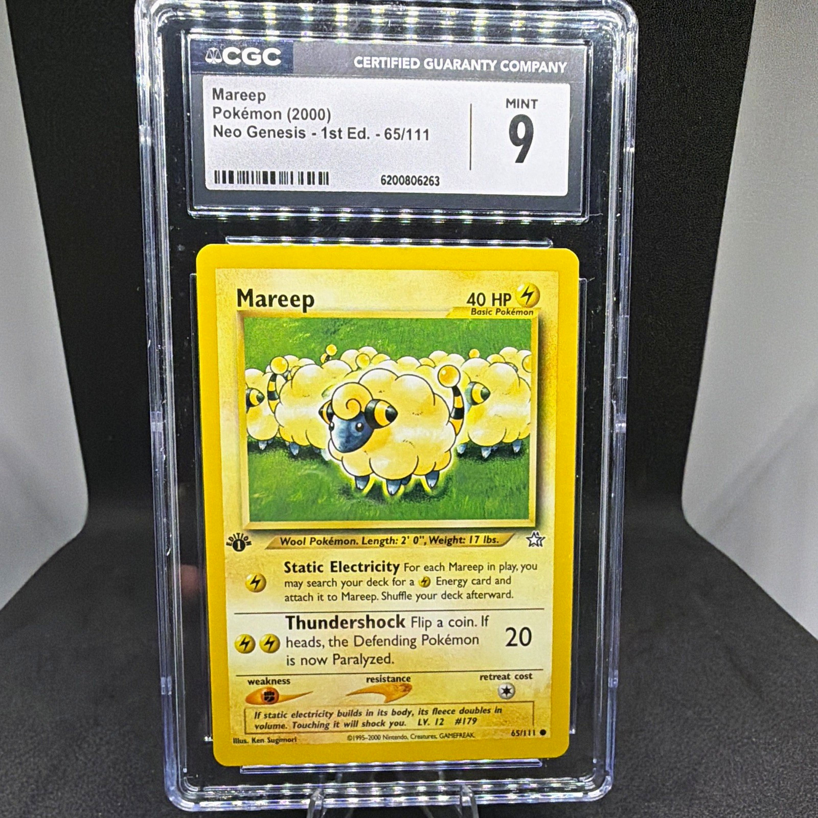 The Pokémon Company Mareep 65/111 Neo Genesis 1st Edition Eng Regular CGC 9 The Pokémon Company Mareep 65/111 Neo Genesis 1st Edition Eng Regular CGC 9