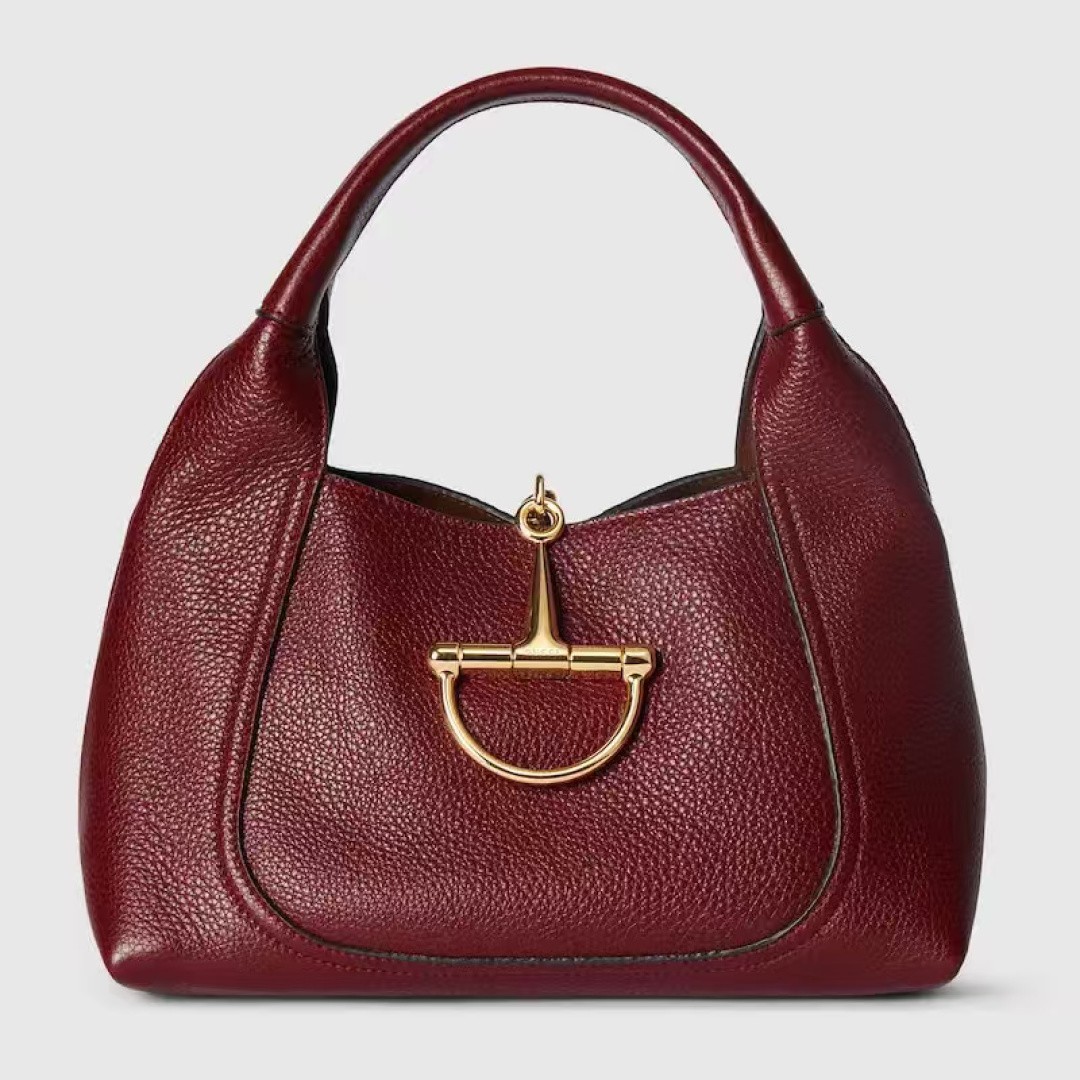 GUCCI Softbit Small Burgundy Leather Top Handle Shoulder Bag