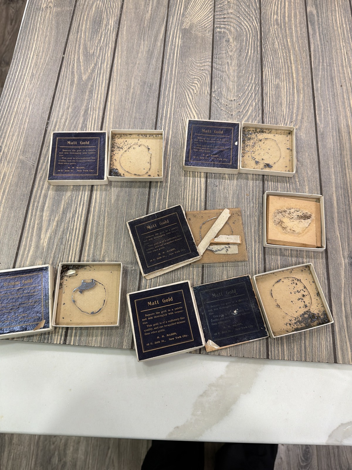Vintage M. M. Mason Matt & Roman Gold Paint Sets - 8 Units Mixed Media Art Vintage M. M. Mason Matt & Roman Gold Paint Sets - 8 Units Mixed Media Art