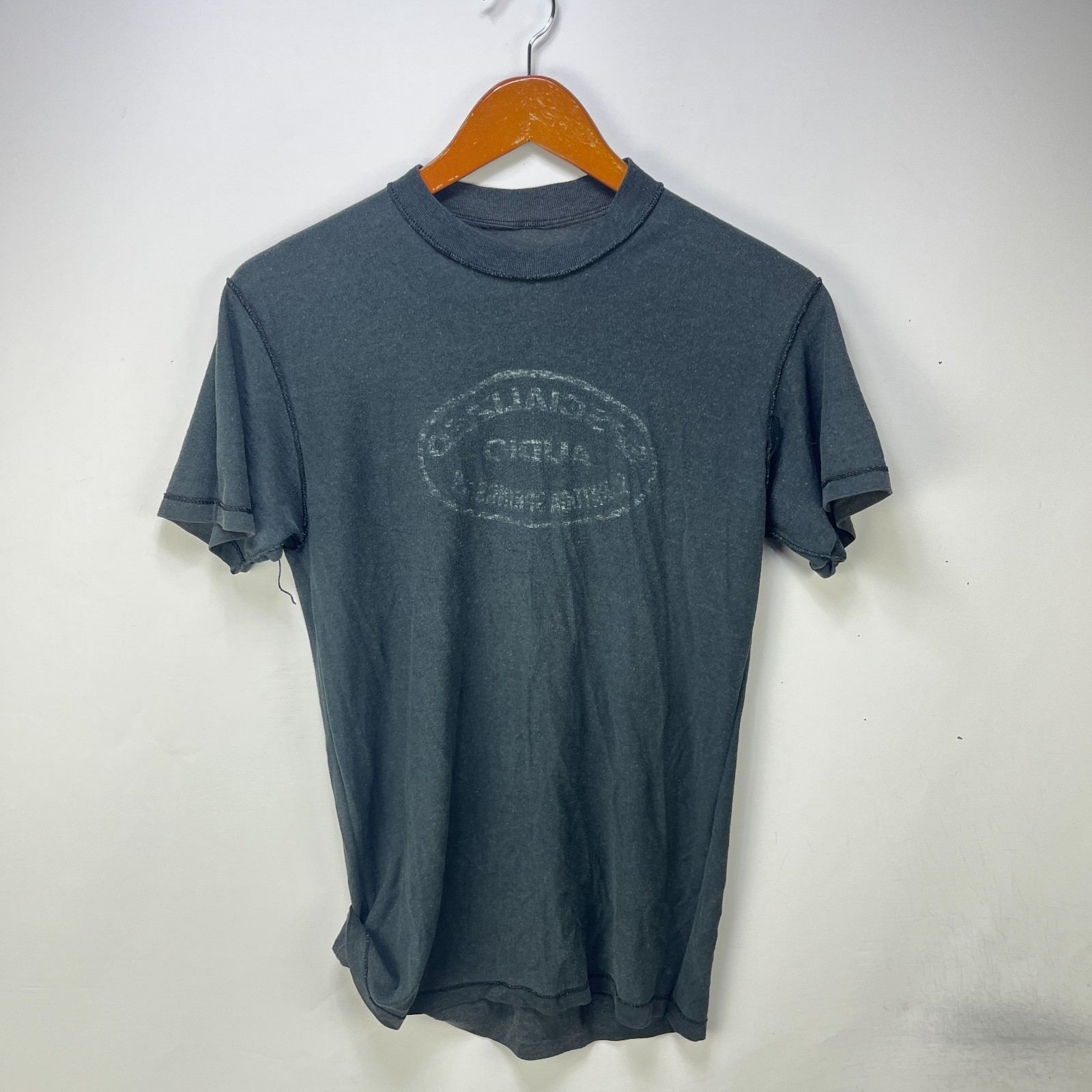 Vintage 80s Sun Faded Blank Black Inside out Shirt L