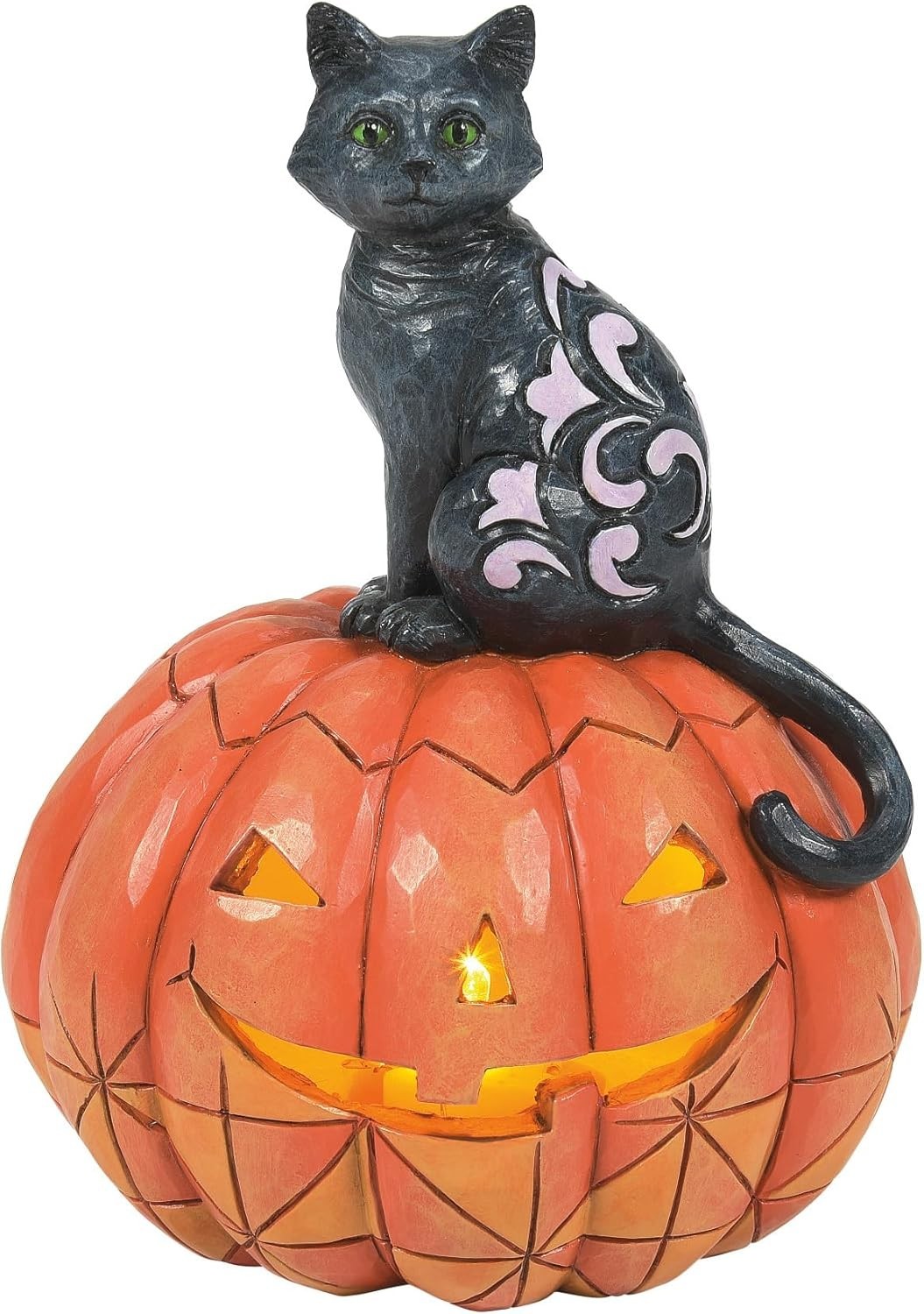 Jim Shore Heartwood Creek Purr-fect Pumpkin Halloween Lit Statue 6014479 NEW T