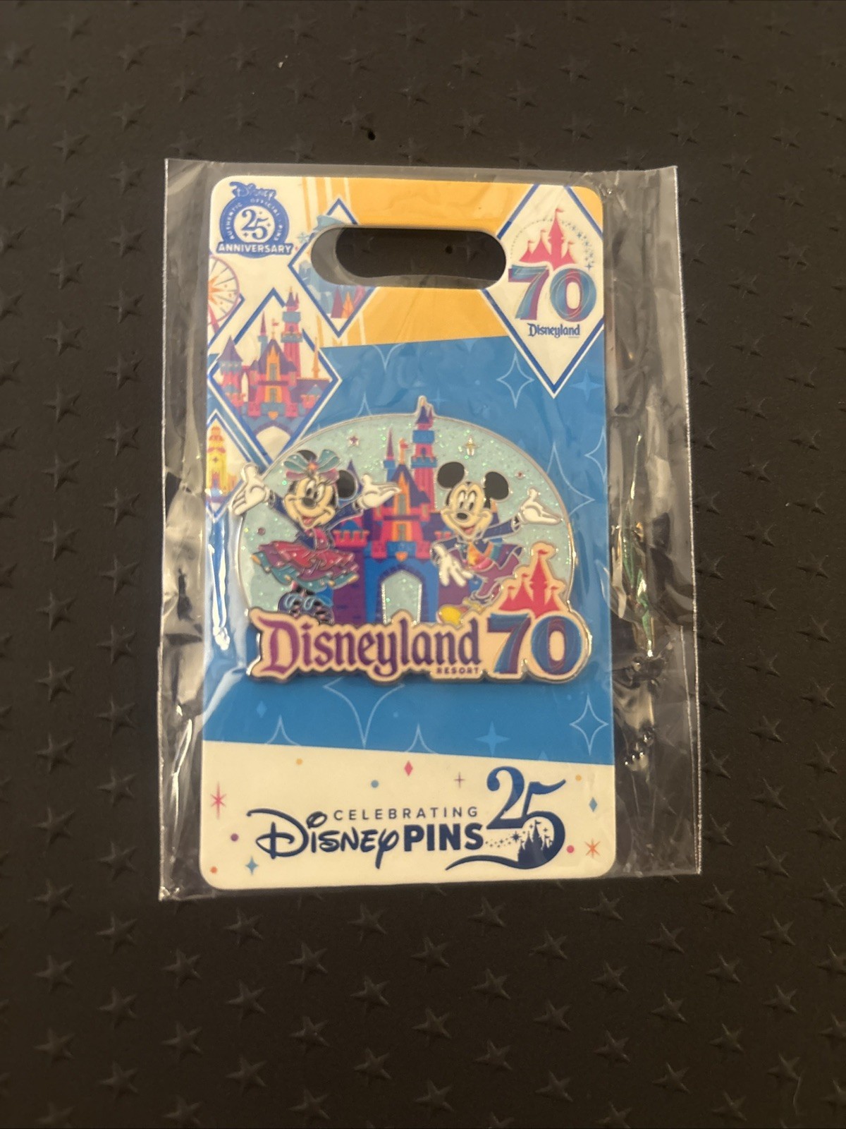 Disney Disneyland 2025 70th Anniversary Mickey & Minnie Glitter Pin Single