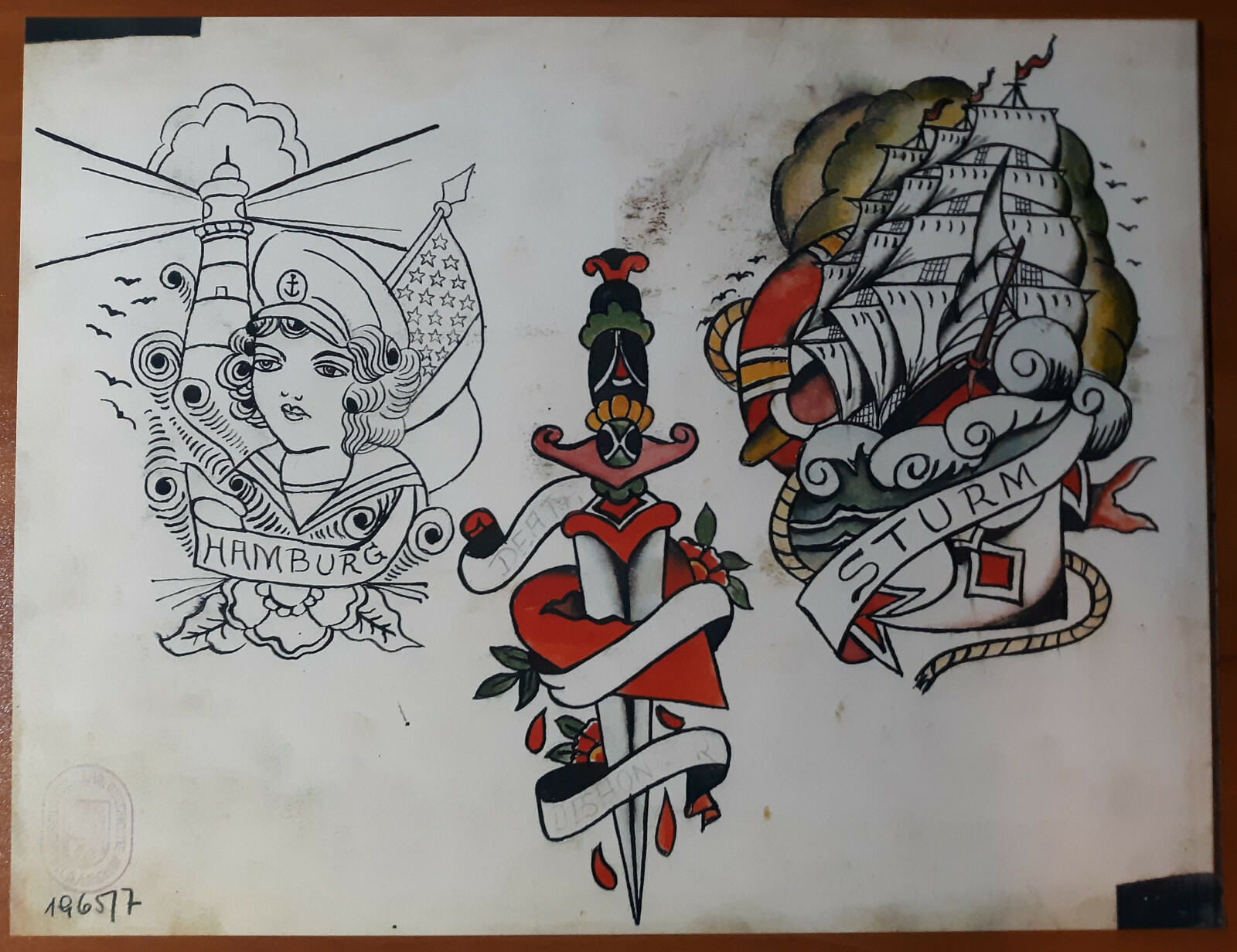 Christian Warlich Traditional Vintage Style Sailor Tattoo Flash 12.5 x 16.5\