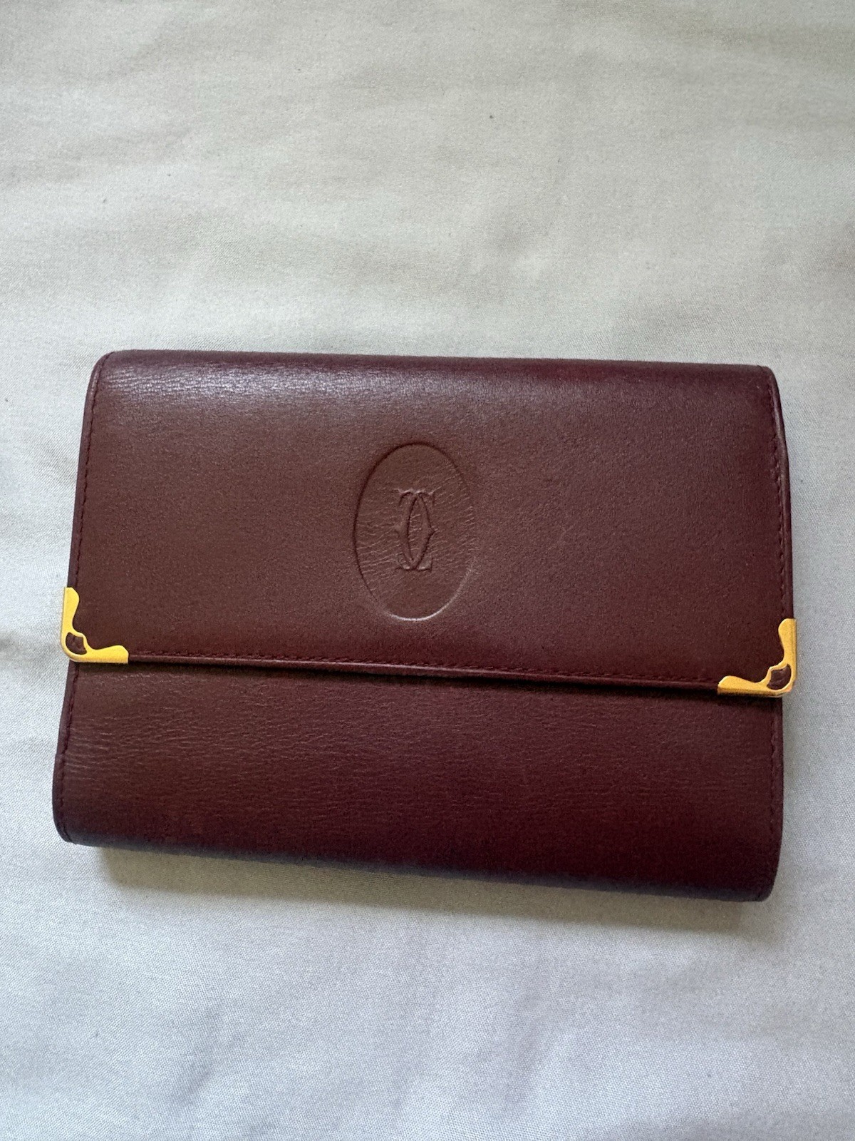 Authentic Cartier Trifold Kisslock Leather Wallet Authentic Cartier Trifold Kisslock Leather Wallet