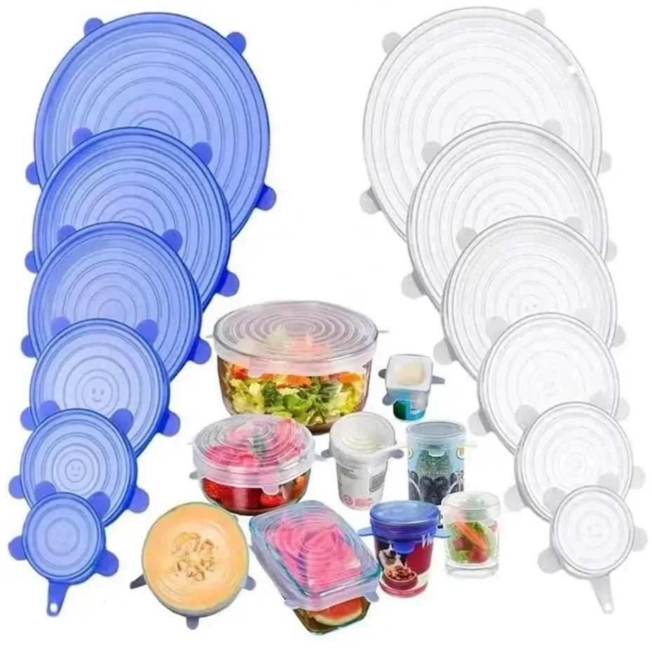 6 Pcs Silicone Food Covers Reusable Airtight Stretch Lids Kitchen Storage 6 Pcs Silicone Food Covers Reusable Airtight Stretch Lids Kitchen Storage