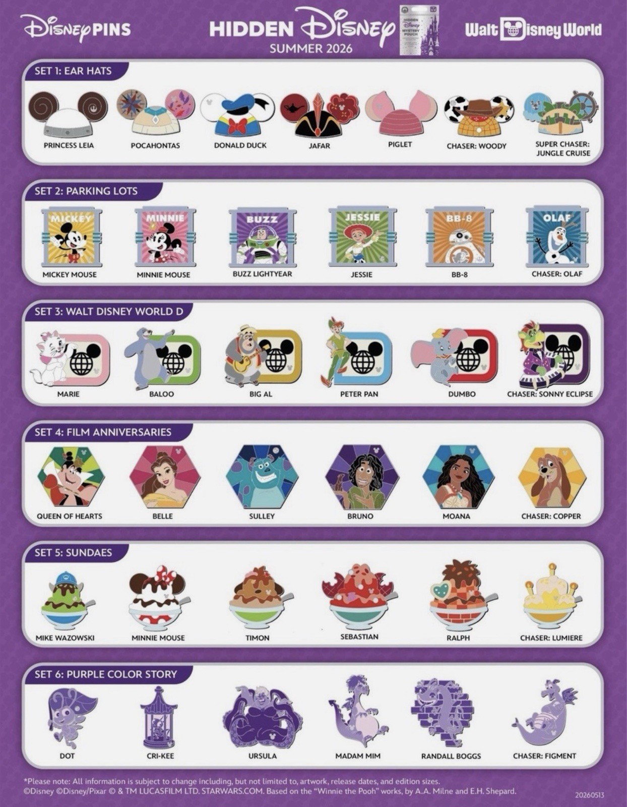 2026 Walt Disney World Hidden Disney Wave B Mystery Pin Pack (2 Pins) PRESALE