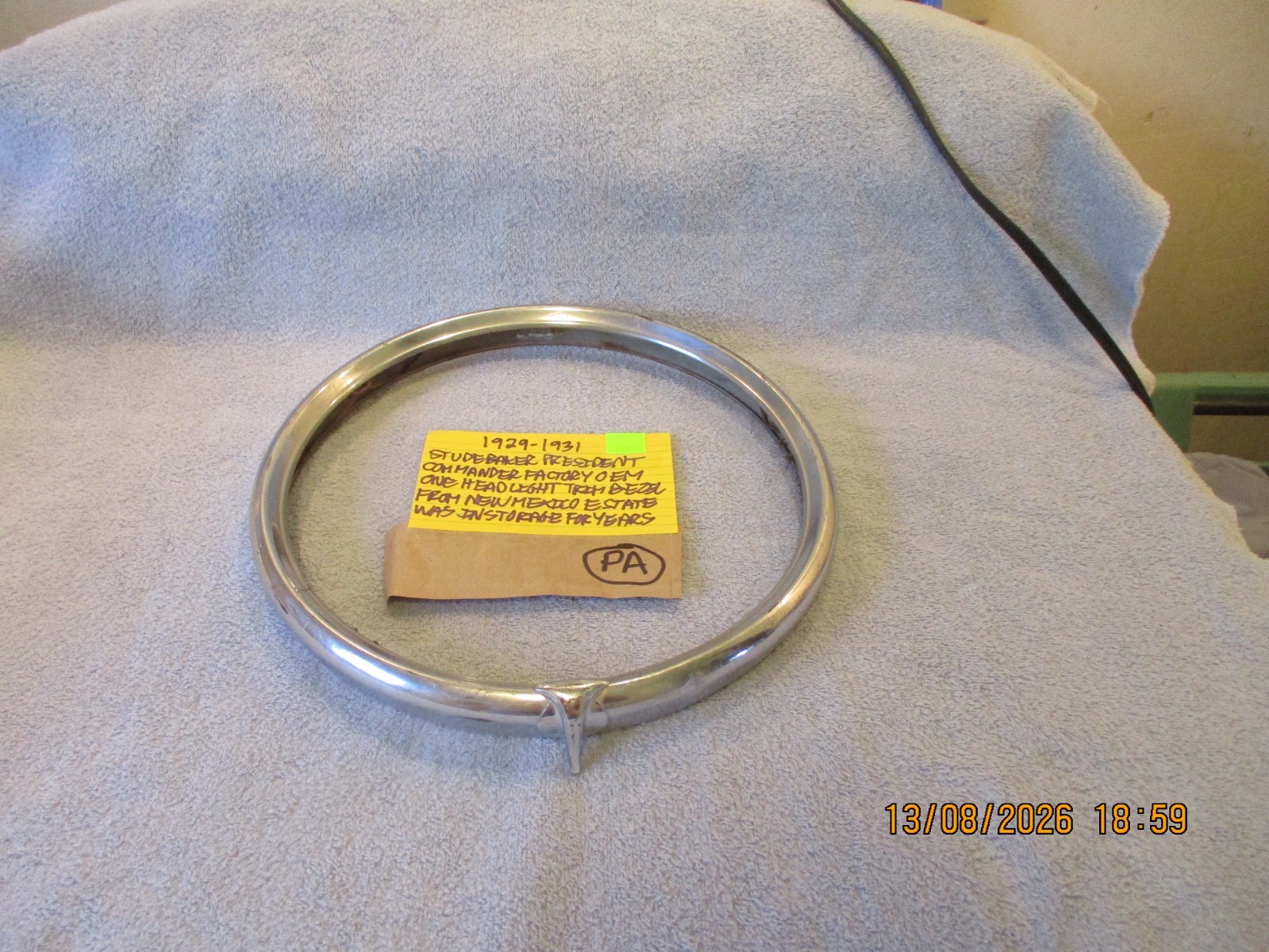 1929-1931 STUDEBAKER PRESIDENT COMMANDER FACTORY HEADLIGHT BEZEL FROM NEW MEXICO