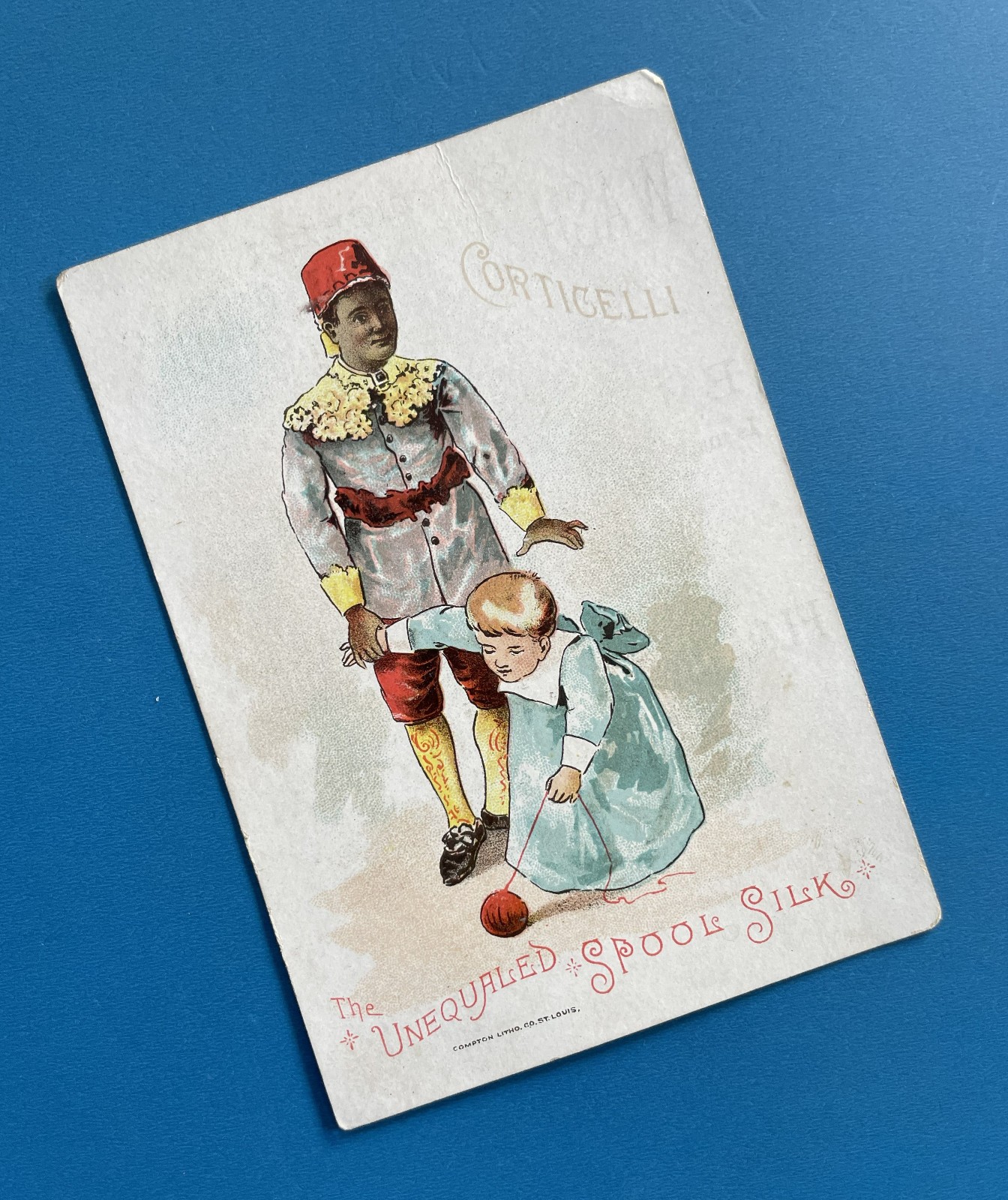 HTF 1890s Corticelli Spool Silk Thread Trade Card