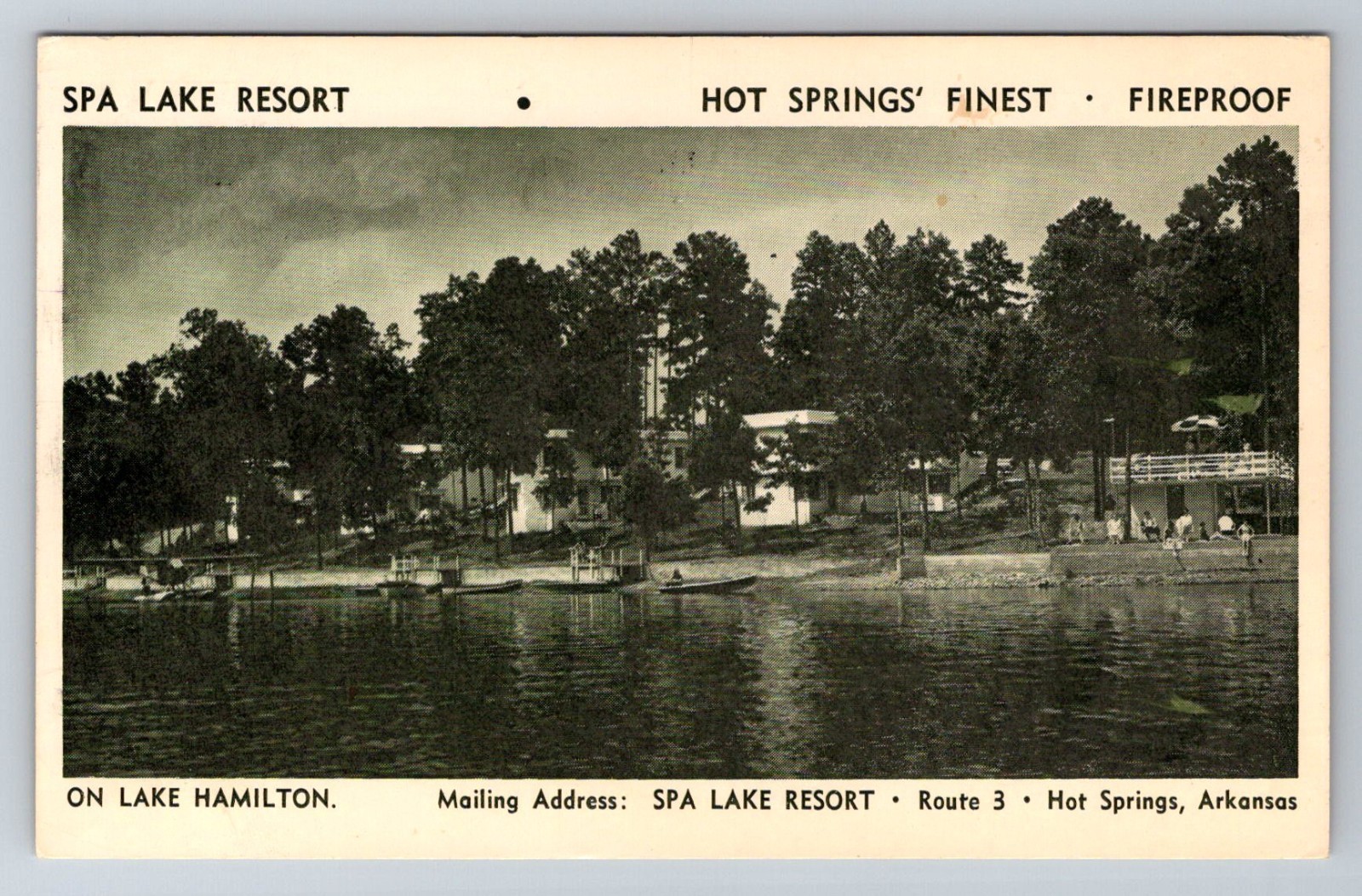 Postcard Arkansas Hot Springs AR Spa Lake Resort Off Hwy 7 Lakeland Drive 1960 Postcard Arkansas Hot Springs AR Spa Lake Resort Off Hwy 7 Lakeland Drive 1960