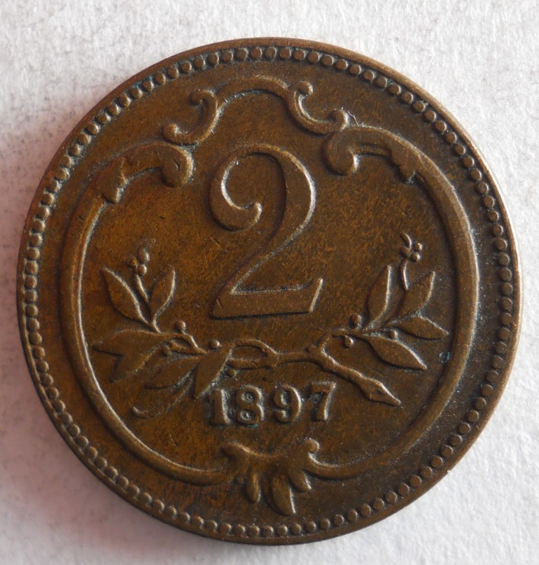 1897 AUSTRIA 2 HELLER - Excellent Coin -  - Austria Bin #A