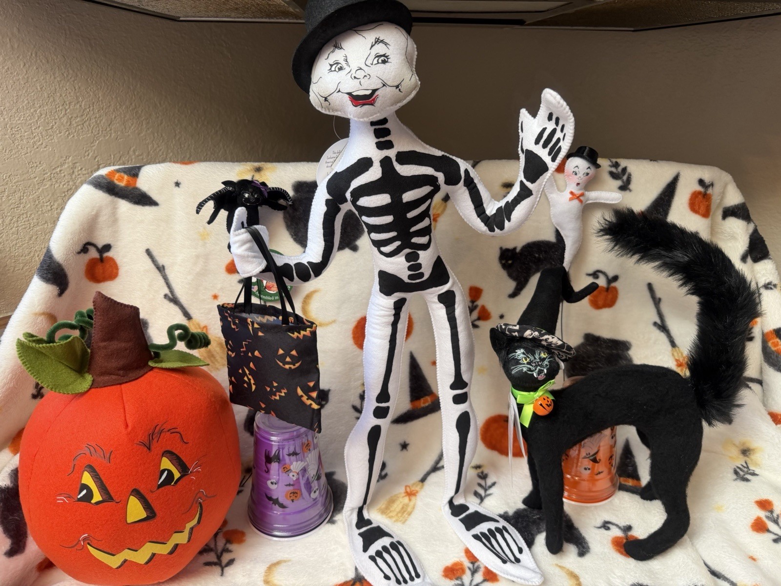 NWT❤️Annalee 22” Bonafide Bone-afide Treats Skeleton+Batty & Boo👻 Picks+🎃+🐈‍⬛