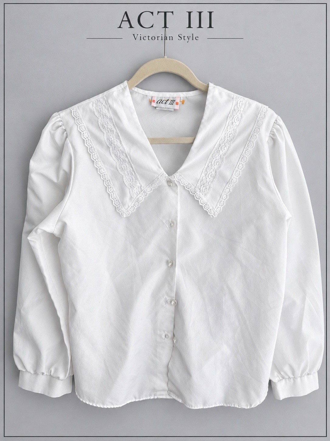 VINTAGE White Lace Blouse Prairie Cottage Victorian Puff Sleeve Button VINTAGE White Lace Blouse Prairie Cottage Victorian Puff Sleeve Button