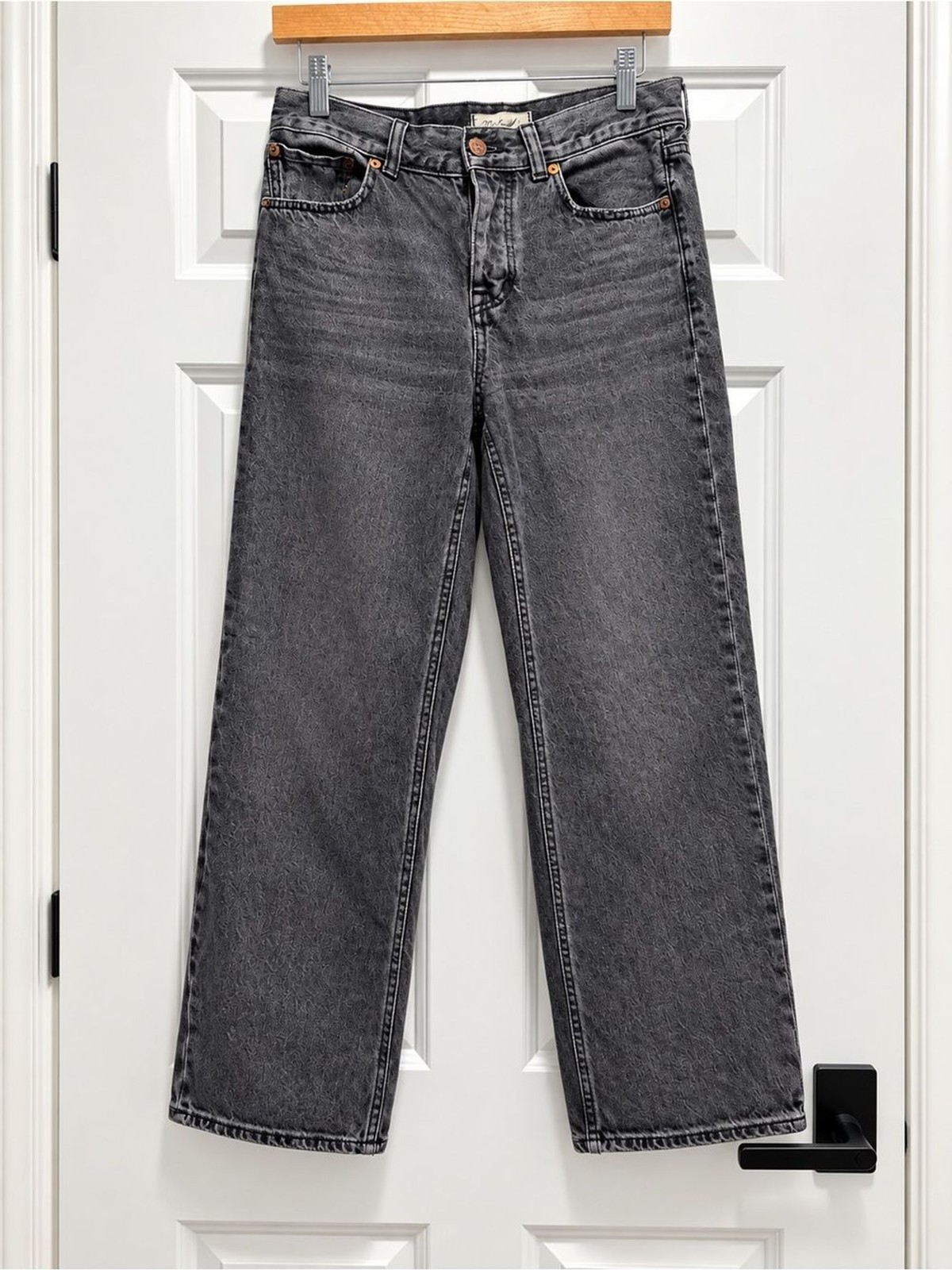Madewell Low-Slung Baggy Jeans 24P Black Gray Wash Wide Leg Denim