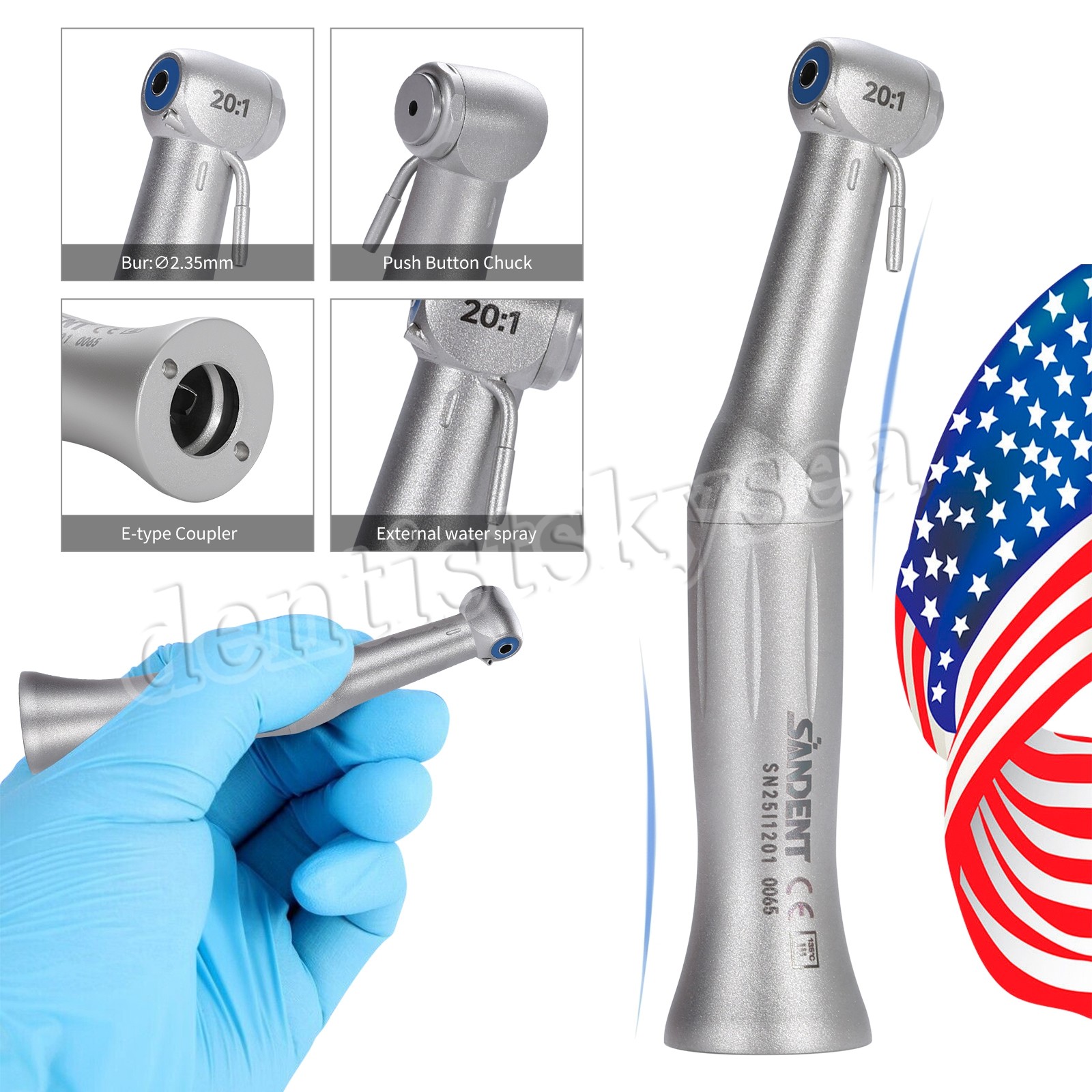 1/5/10Pcs Dental Implant 20:1 Reduction Contra Angle Handpiece For NSK Push USA