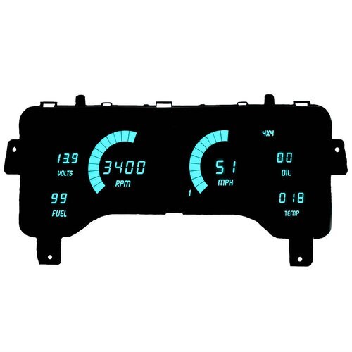 1997-2006 Jeep TJ Digital Gauge Cluster Teal LED DP6014T Made In USA