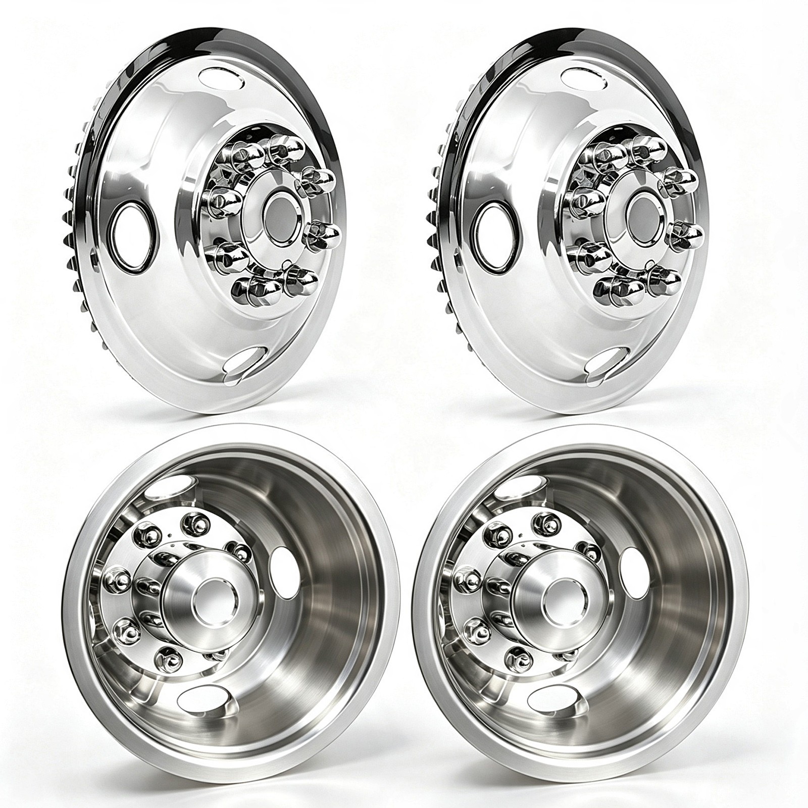 16\'\' Ford E350/E450 2008-2025 Stainless Steel Dual Wheel Simulator Snap on 8 Lug