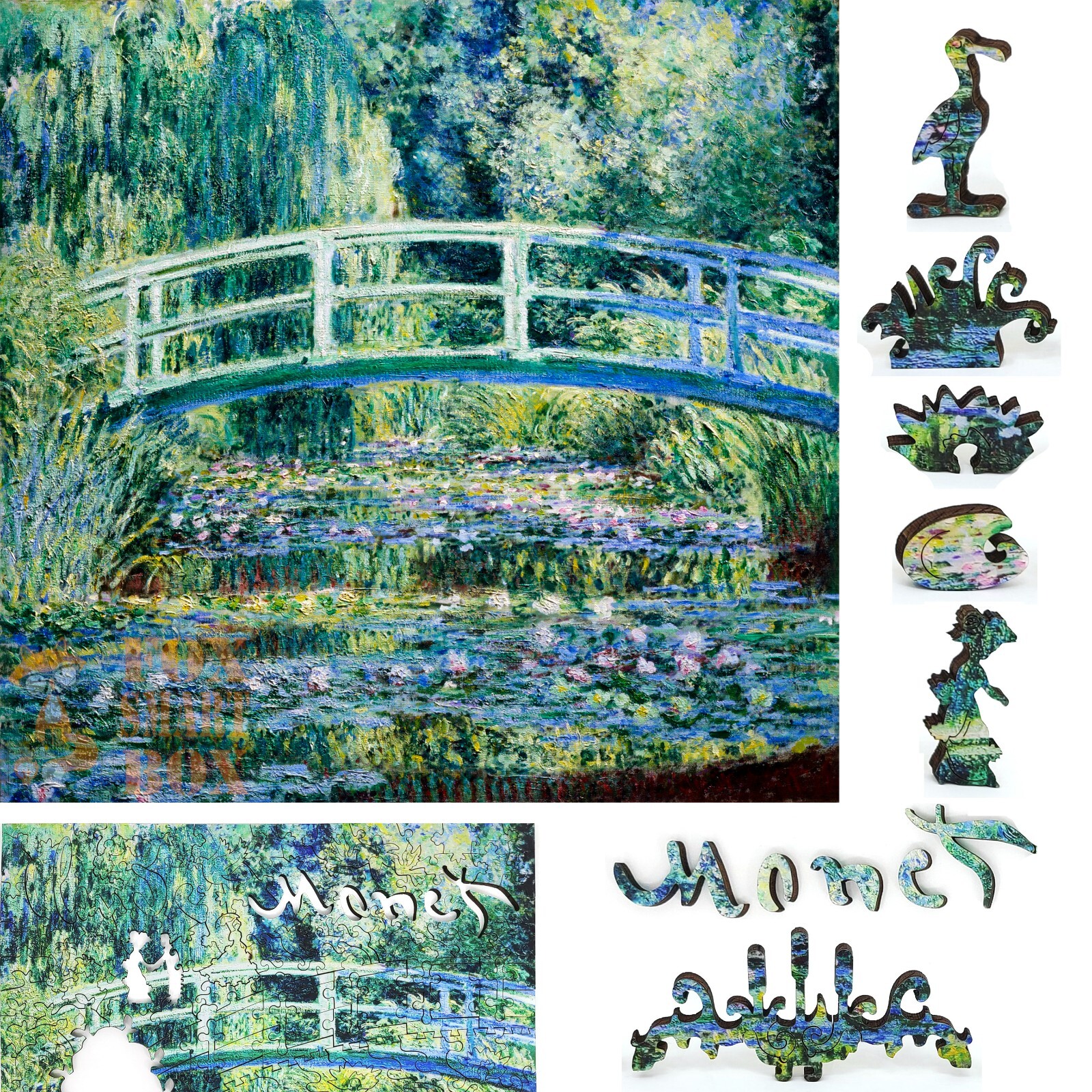 Wooden Jigsaw Puzzle for Adults by FoxSmartBox -210 pcs- Water Lilies and Bridge Wooden Jigsaw Puzzle for Adults by FoxSmartBox -210 pcs- Water Lilies and Bridge