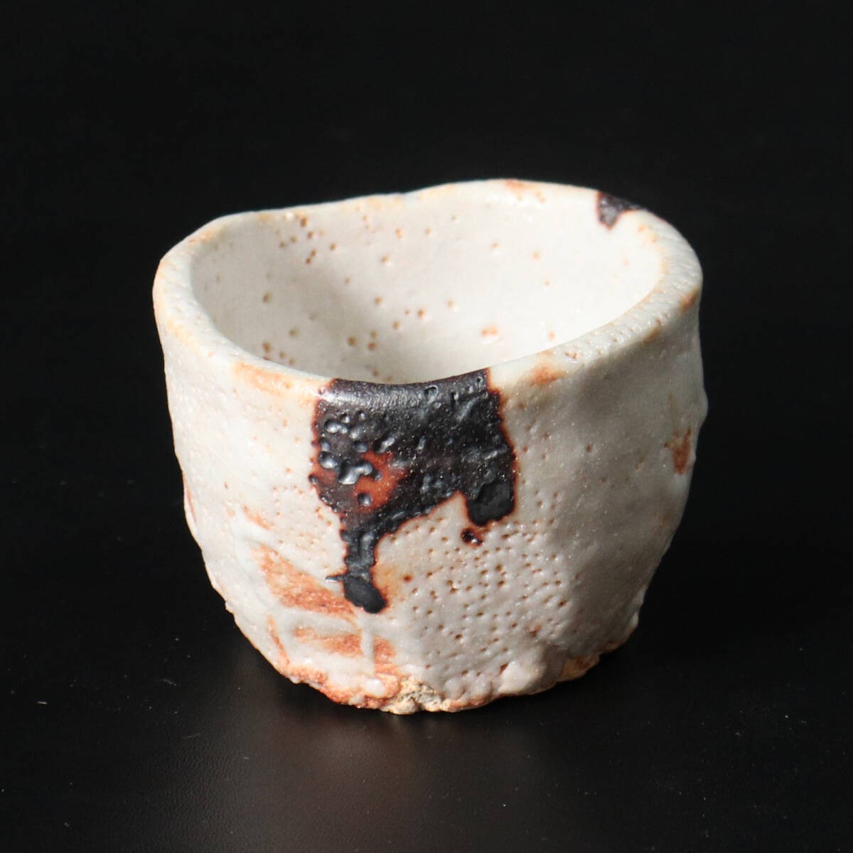 Goro Suzuki Shino Guinomi Sake Cup W3.1in w/Box Japanese Pottery