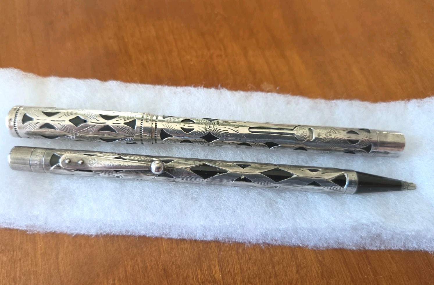 Waterman 452 1/2 Sterling Silver Overlay Fountain Pen & Pencil Set Vintage