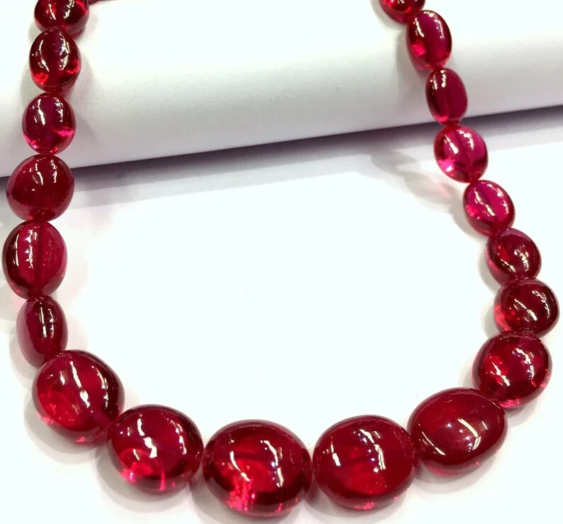 AAAA++QUALITY Extremely Beautiful Ruby Oval Beads Large Size Smooth Oval Beads.