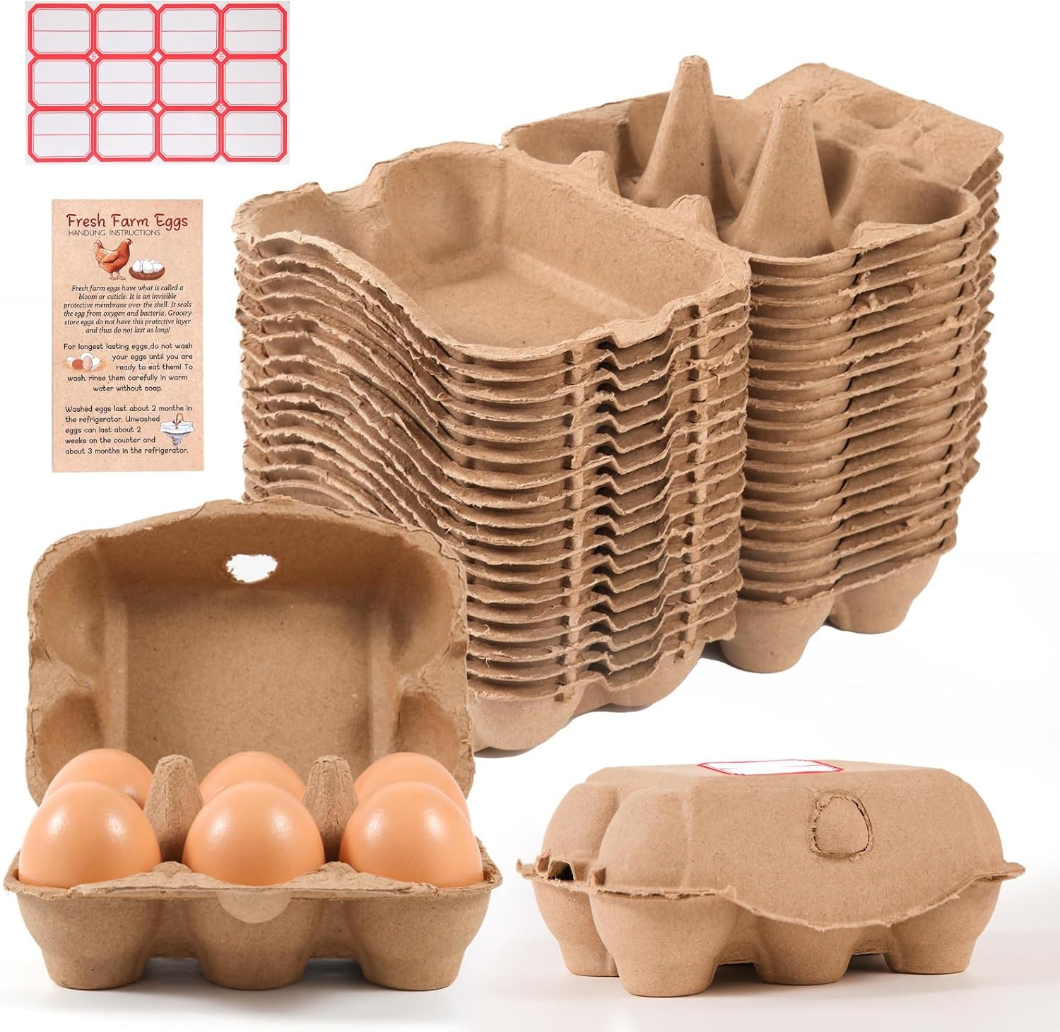 40 Pack Half Dozen Egg Cartons Bulk 6 Count, Empty Natural Paper Pulp Egg Car... 40 Pack Half Dozen Egg Cartons Bulk 6 Count, Empty Natural Paper Pulp Egg Car...