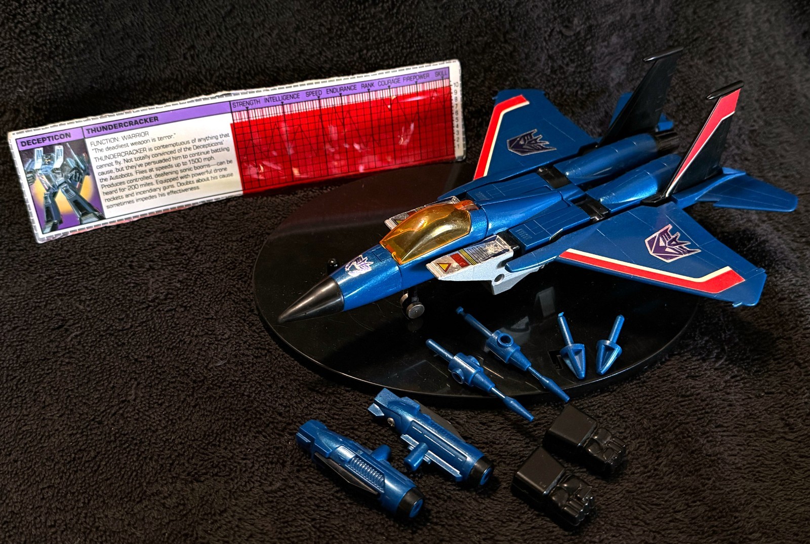 G1 1984 THUNDERCRACKER • PRE RUB COMPLETE w/TECH SPEC • VINTAGE G1 TRANSFORMERS