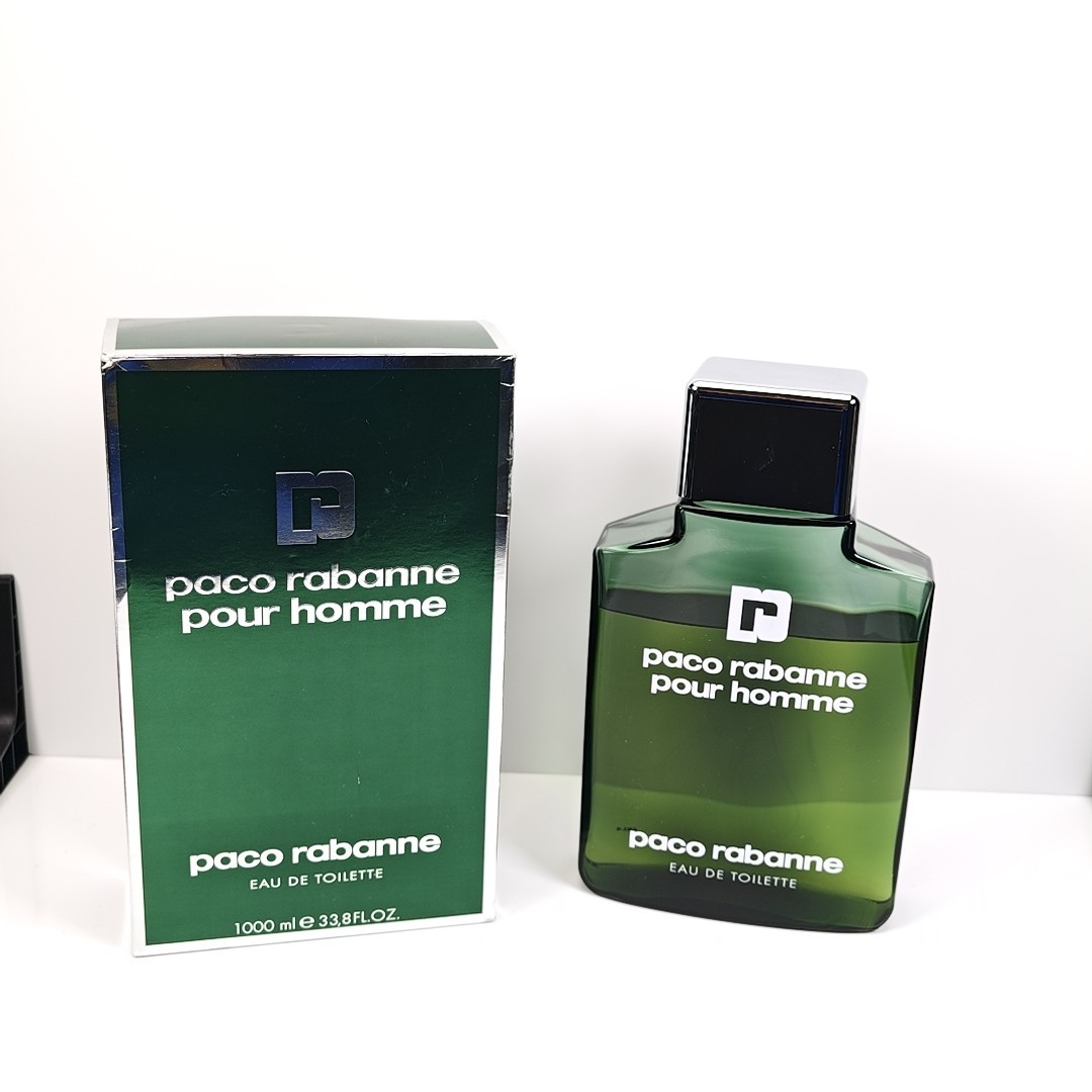 Huge Vintage 80s Paco Rabanne Pour Homme EDT 1000ml / 33.8  Store Display 75%