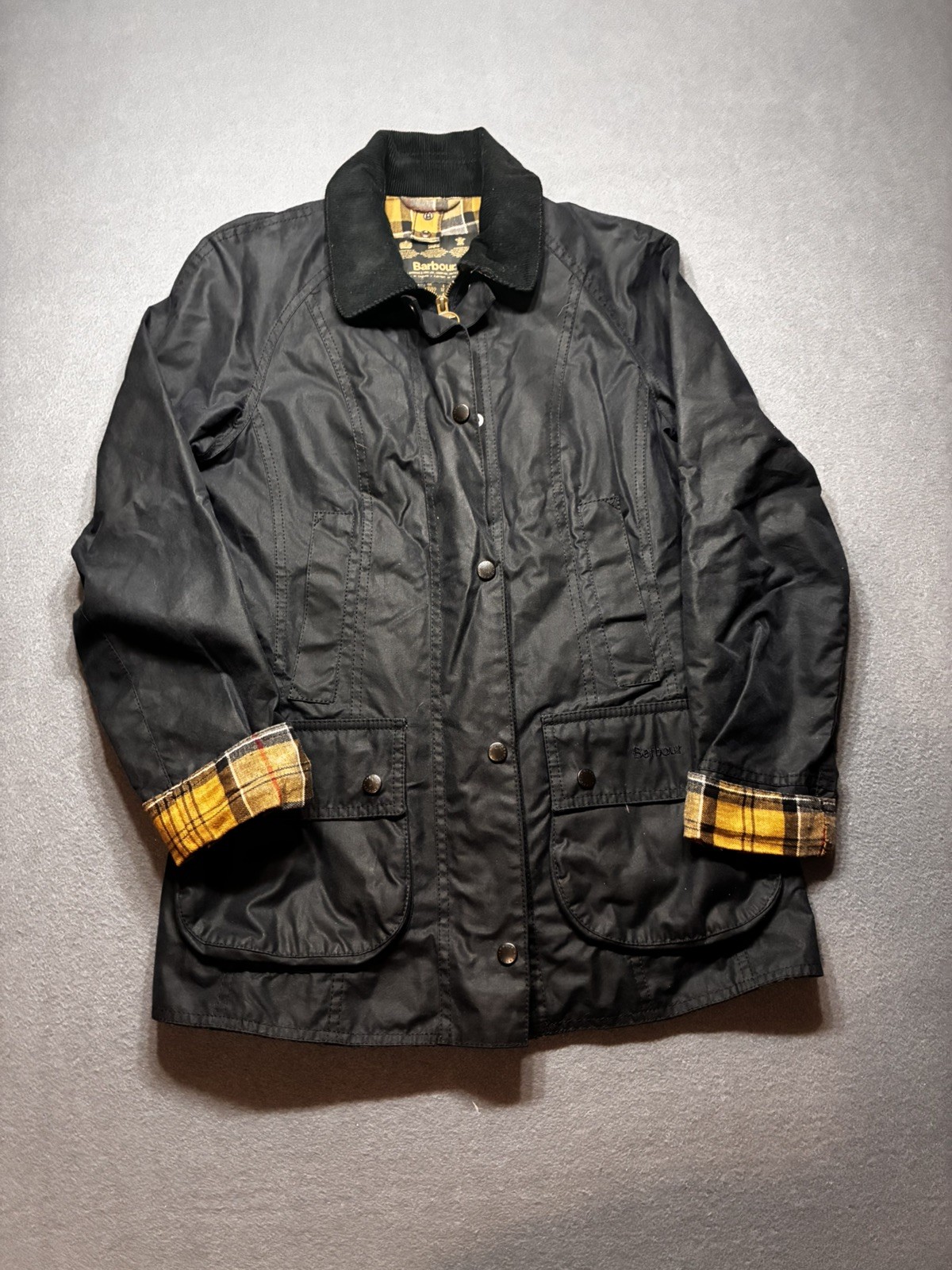 Barbour Beadnell Jacket Women\'s Wax Black Blue England Classic Size 6 Barbour Beadnell Jacket Women\'s Wax Black Blue England Classic Size 6