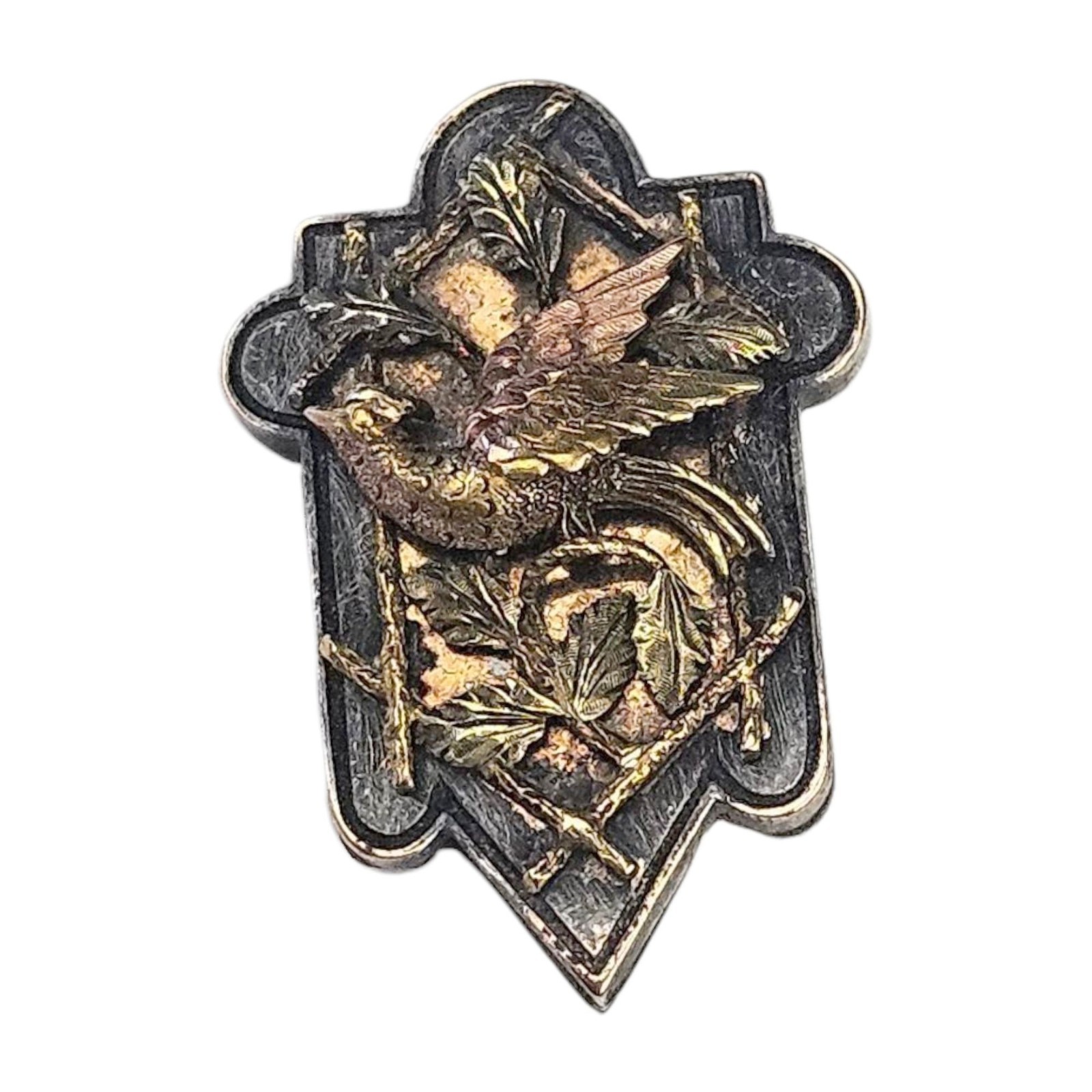 Antique Victorian Bird Brooch Rolled Gold Plate Tricolor Tiny 1800s Aesthetic 1