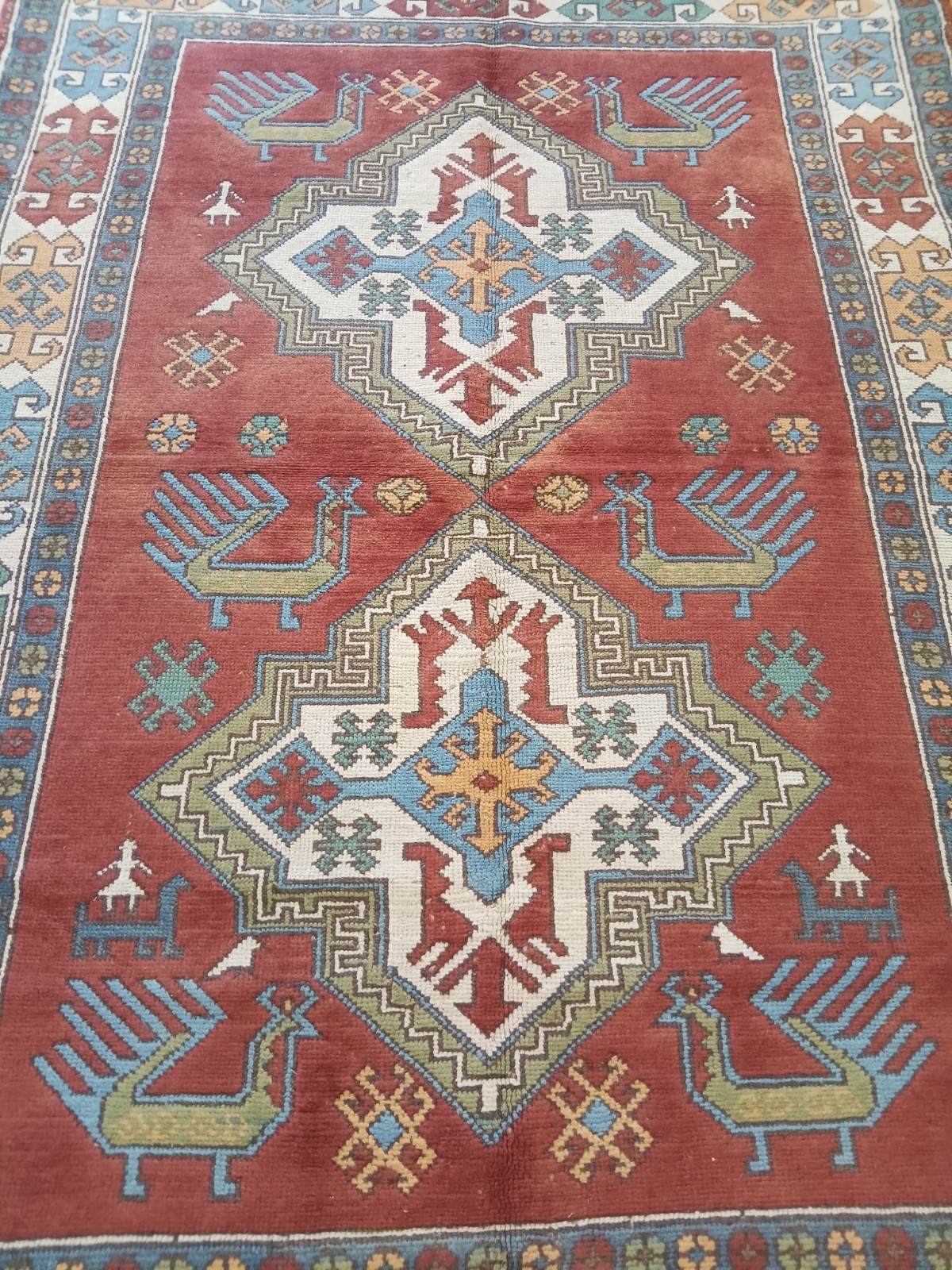 Antique Blue Dragons Rug Handmade Natural Decor Rug Rare Traditional Area Rug