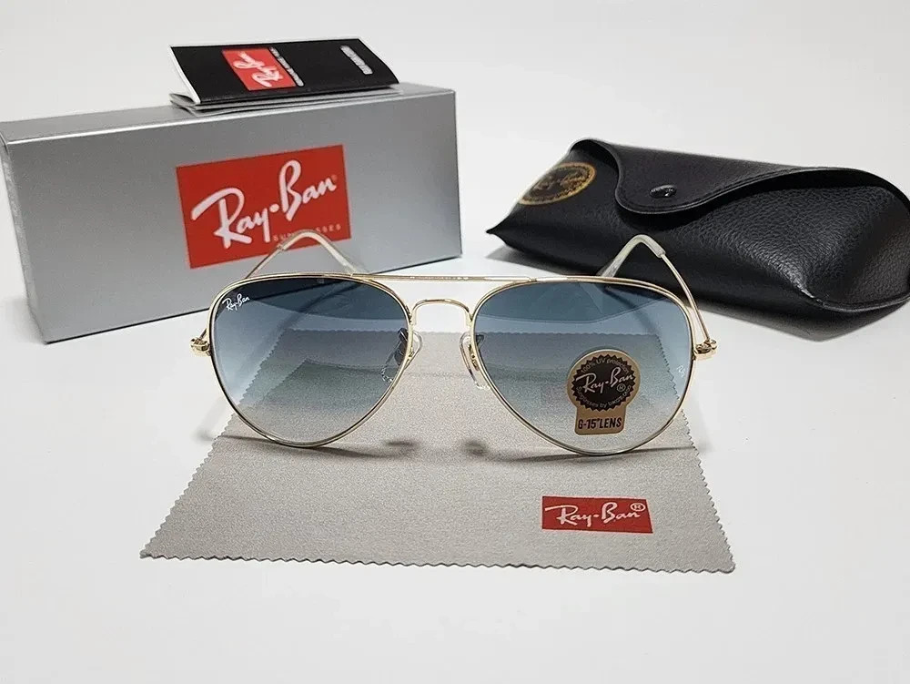 New Ray-Ban RB3025 Aviator Pilot Sunglasses Gold Frame Gradient Blue Lens 58mm New Ray-Ban RB3025 Aviator Pilot Sunglasses Gold Frame Gradient Blue Lens 58mm
