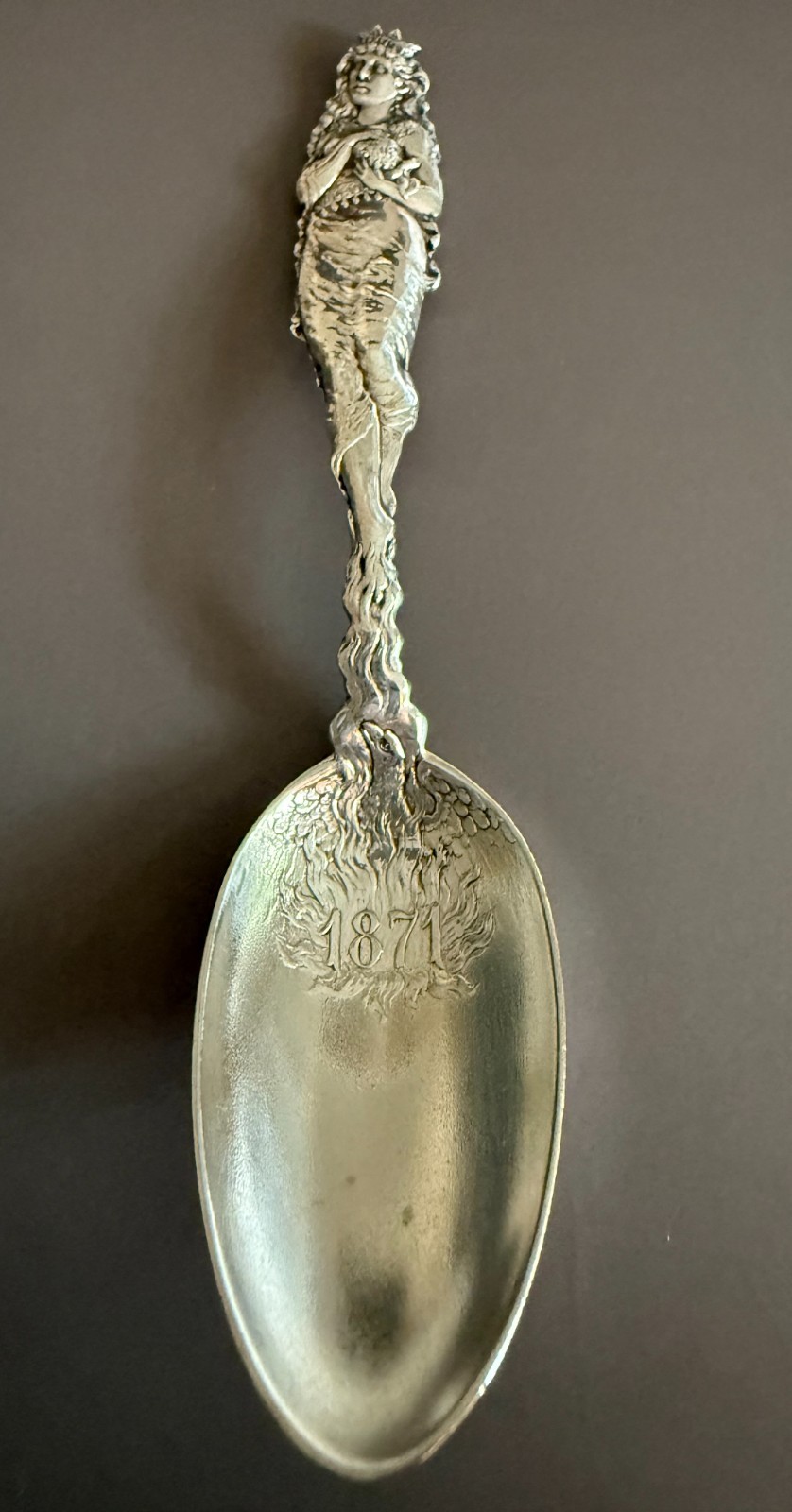 Antique 1893 Chicago World's Fair Sterling Spoon John Larson 1871 Fire 30g