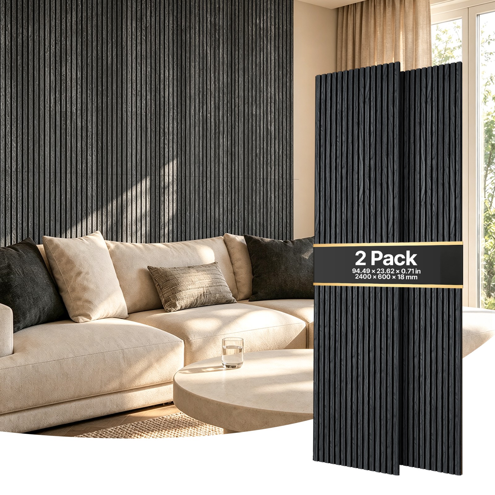 VEVOR Wood Wall Panels 94.49 x 23.62 in Acoustic Slat Panels Black Oak 2-Pack VEVOR Wood Wall Panels 94.49 x 23.62 in Acoustic Slat Panels Black Oak 2-Pack