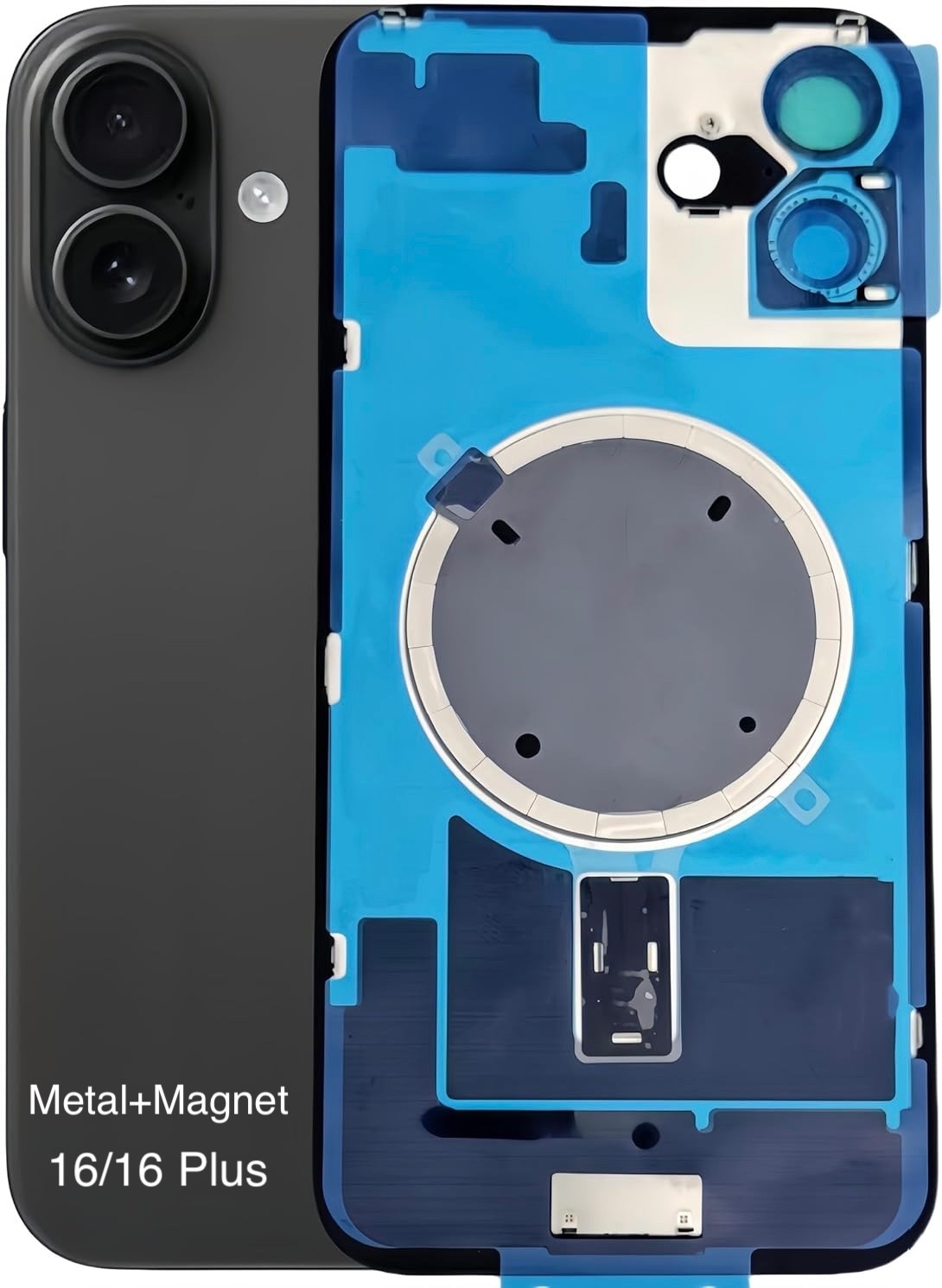 Back Glass Replacement with Metal or Magnet or NFC for iPhone 17,16,15,14 Series