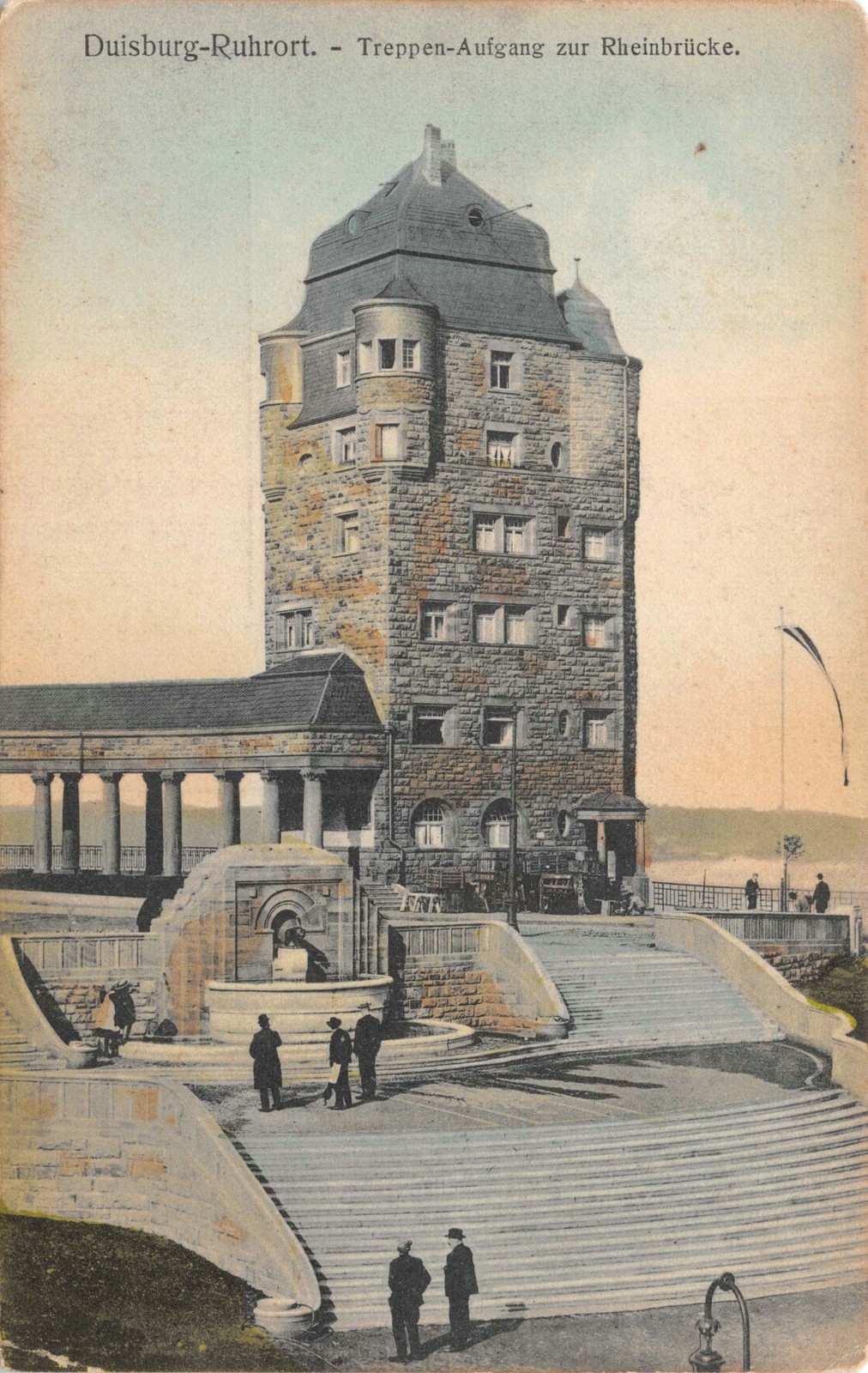 Postcard Duisburg Germany Ruhrort Rheinbrucke Bridge Tower