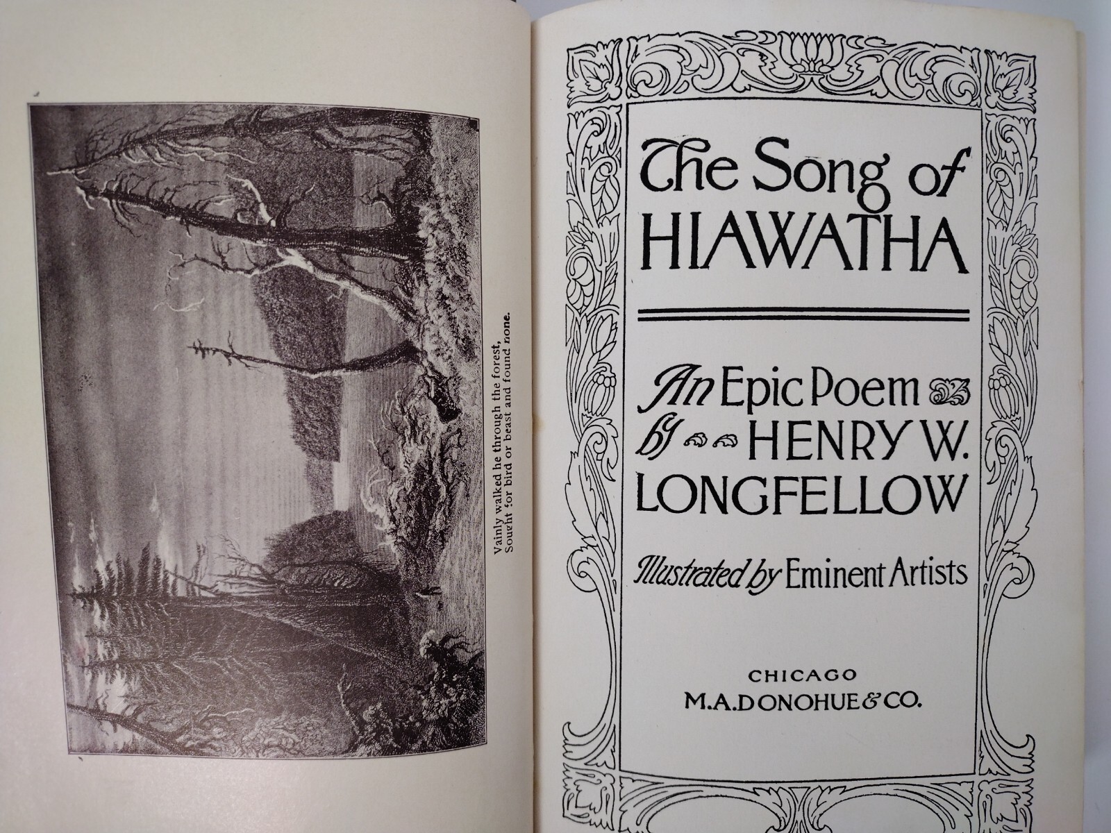 1898 SONG OF HIAWATHA Hardcover Minnehaha Ed Henry Longfellow Donohue Rare Antiq