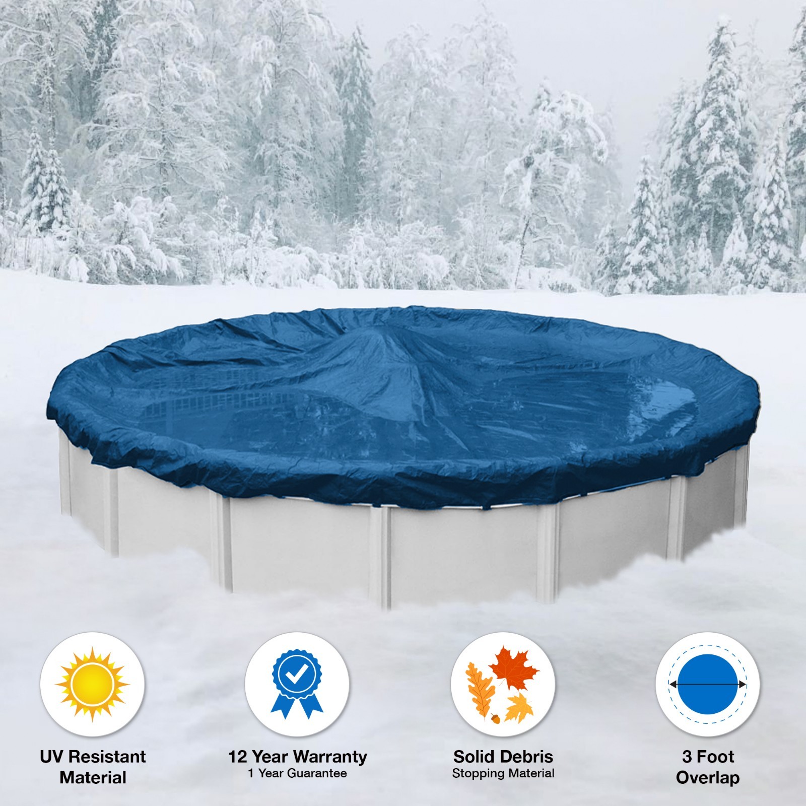 24' Round Above Ground Winter Swimming Pool Solid Cover 12 Yr Wrnty  BEST DEAL 