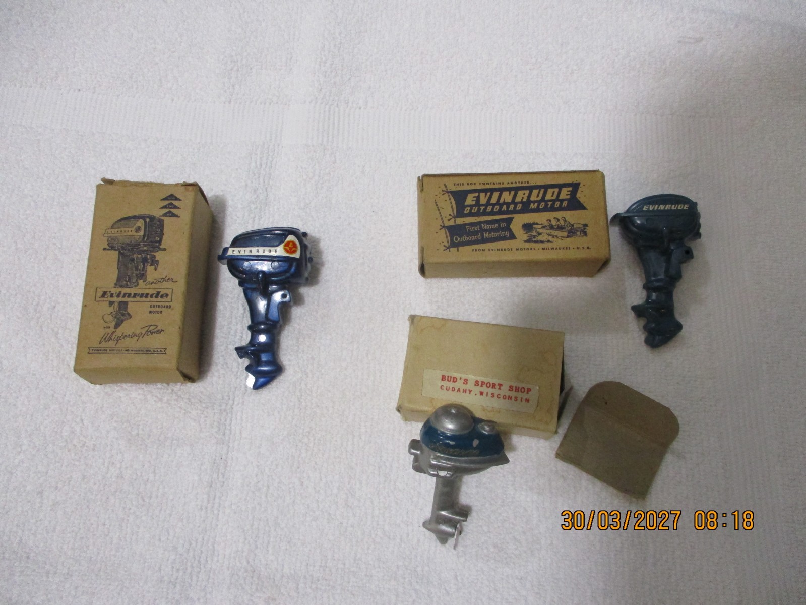 Lot Of 3 Vintage Evinrude Motors Replica Salesman Sample In original Boxes