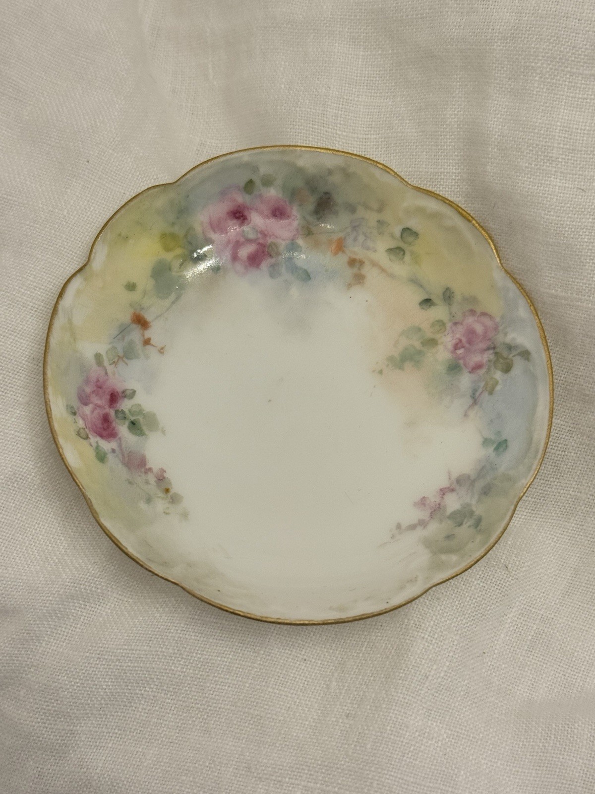 Antique Haviland Limoges France Butter Pat Hand Painted Pink Roses Gold Gilt 3 Antique Haviland Limoges France Butter Pat Hand Painted Pink Roses Gold Gilt 3