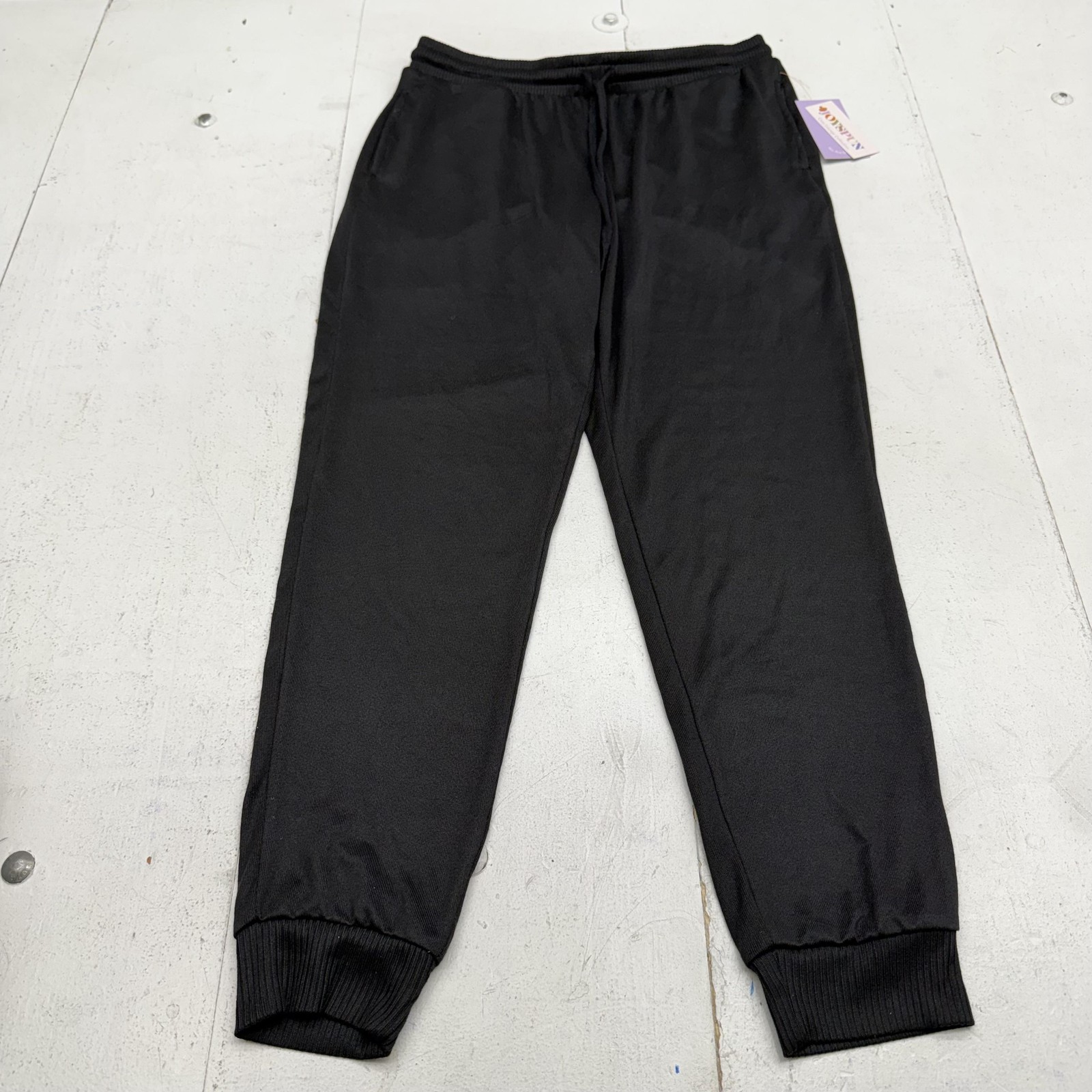 Joyspun Lounge Pants Womens S Black Jersey Drawstring Cuffed Sleepwear Lounge