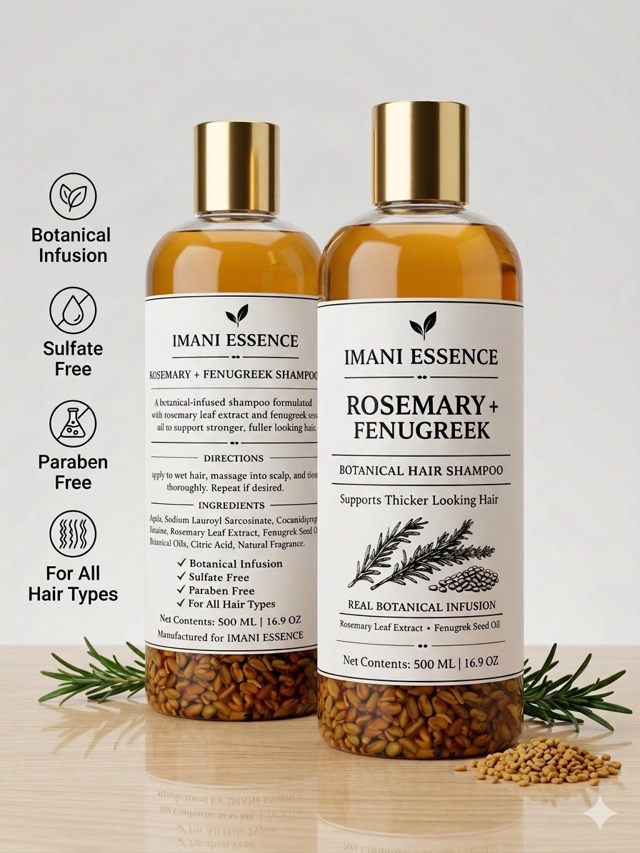 IMANI ESSENCE Rosemary + Fenugreek Shampoo Keratin Botanical Handmade In USA